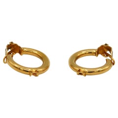 Chanel Vintage Gold Toned CC Hoop Earrings