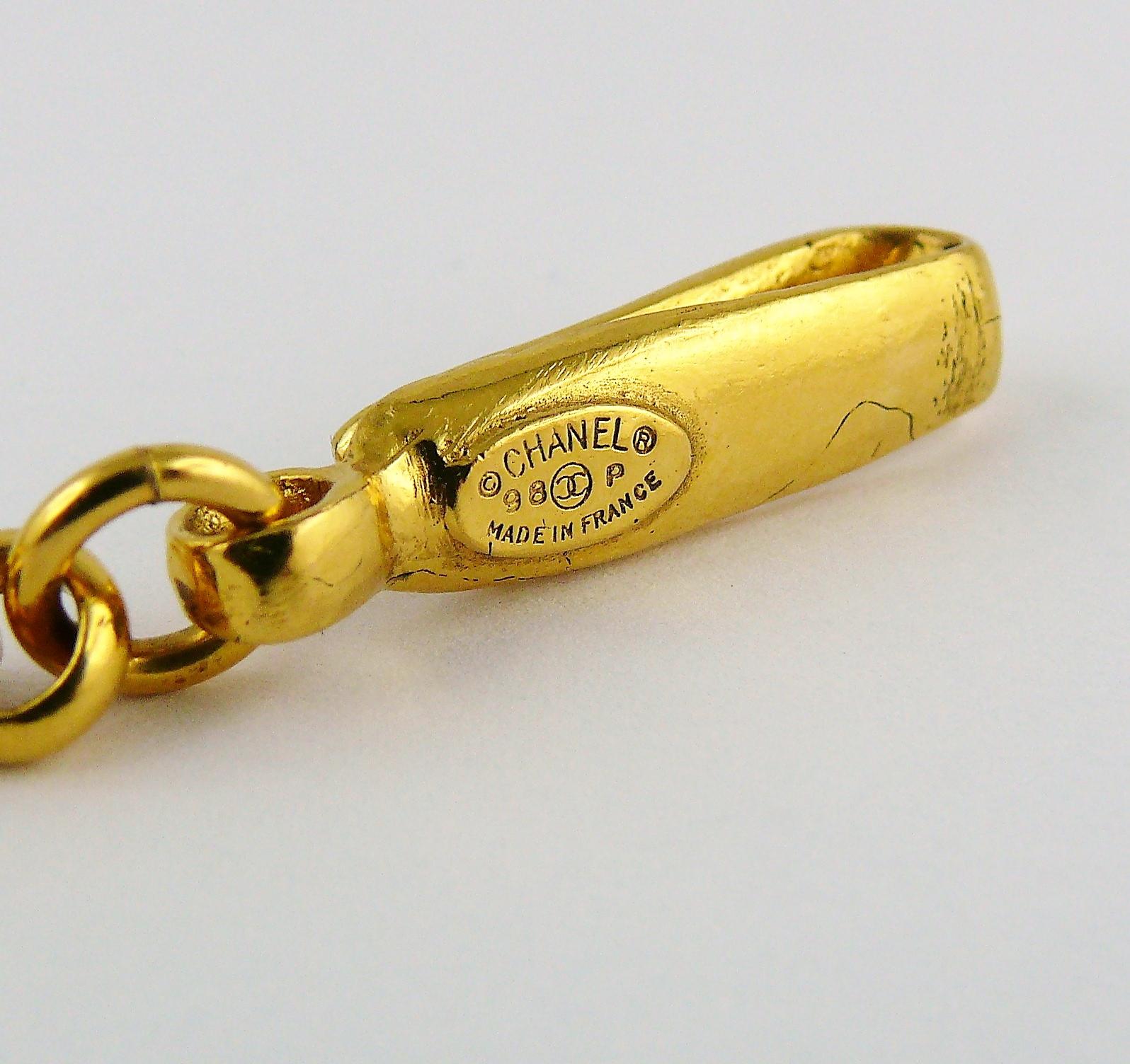Chanel Vintage Gold Toned CC Logo Plastron Necklace For Sale 3