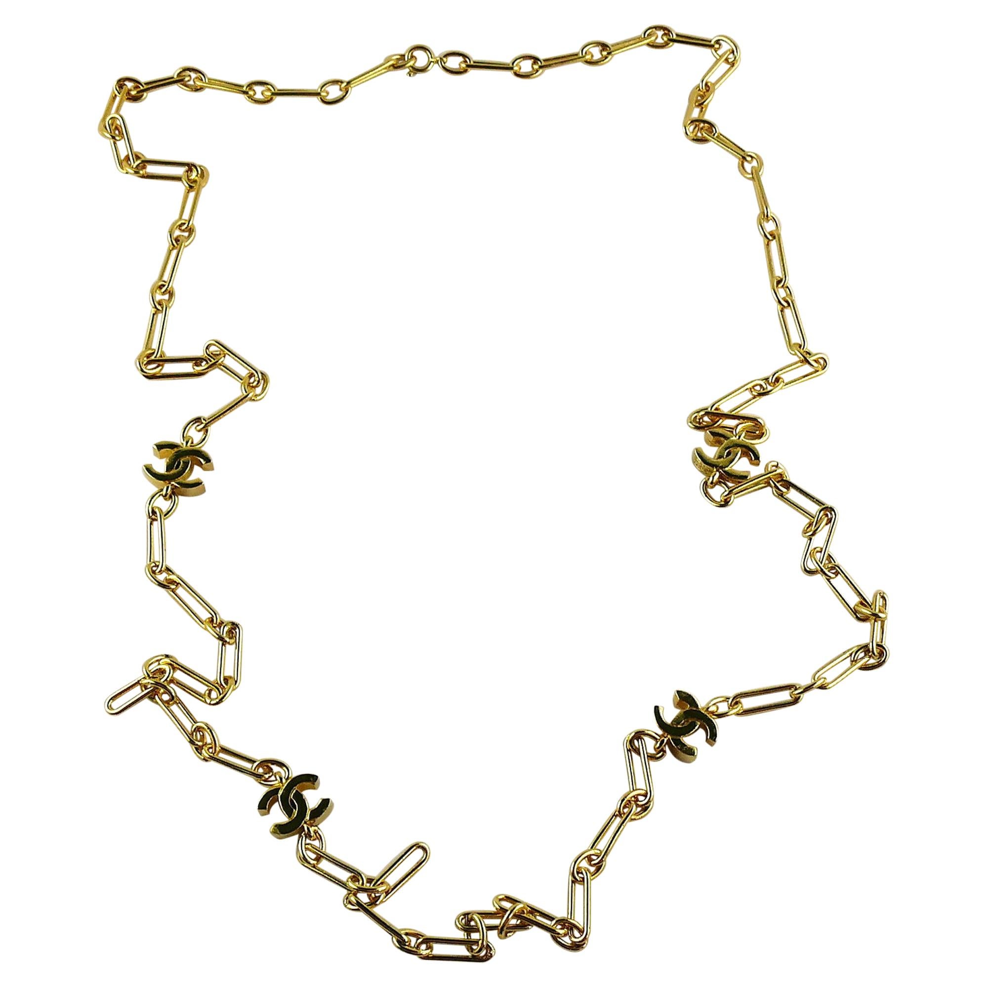 Chanel Vintage Gold getönte CC Logos Kette Halskette