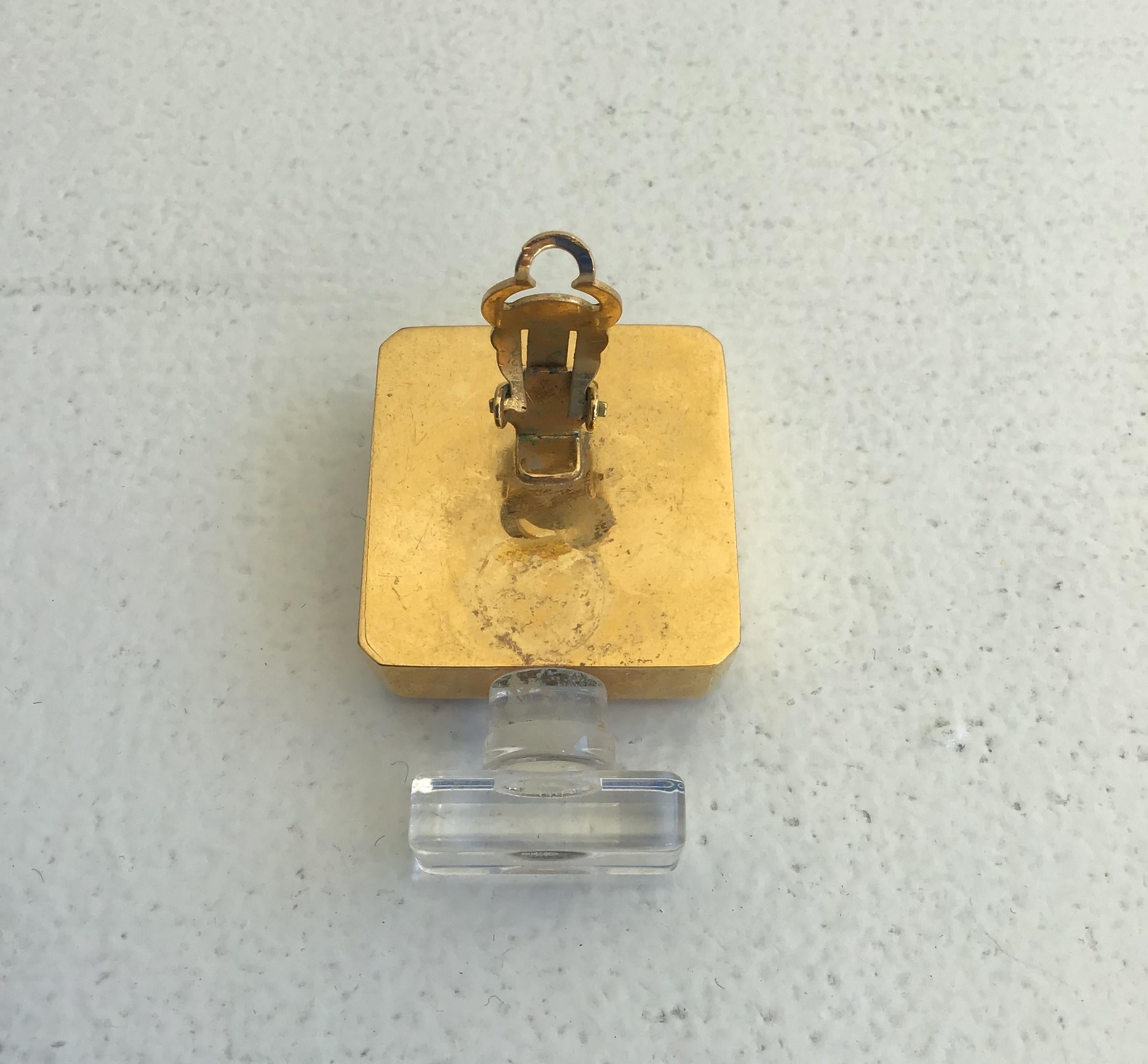 Chanel Vintage Gold Toned Coco Perfume Bottle Clip-On Earrings In Good Condition For Sale In San Francisco, CA