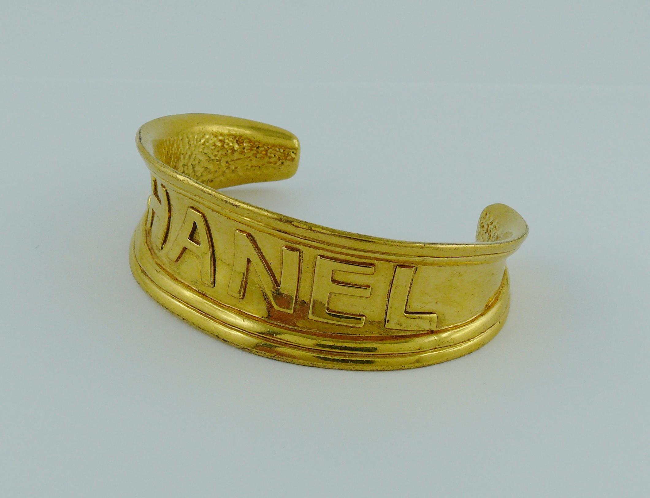 Chanel Vintage Gold Toned Cuff Bracelet 1996 1