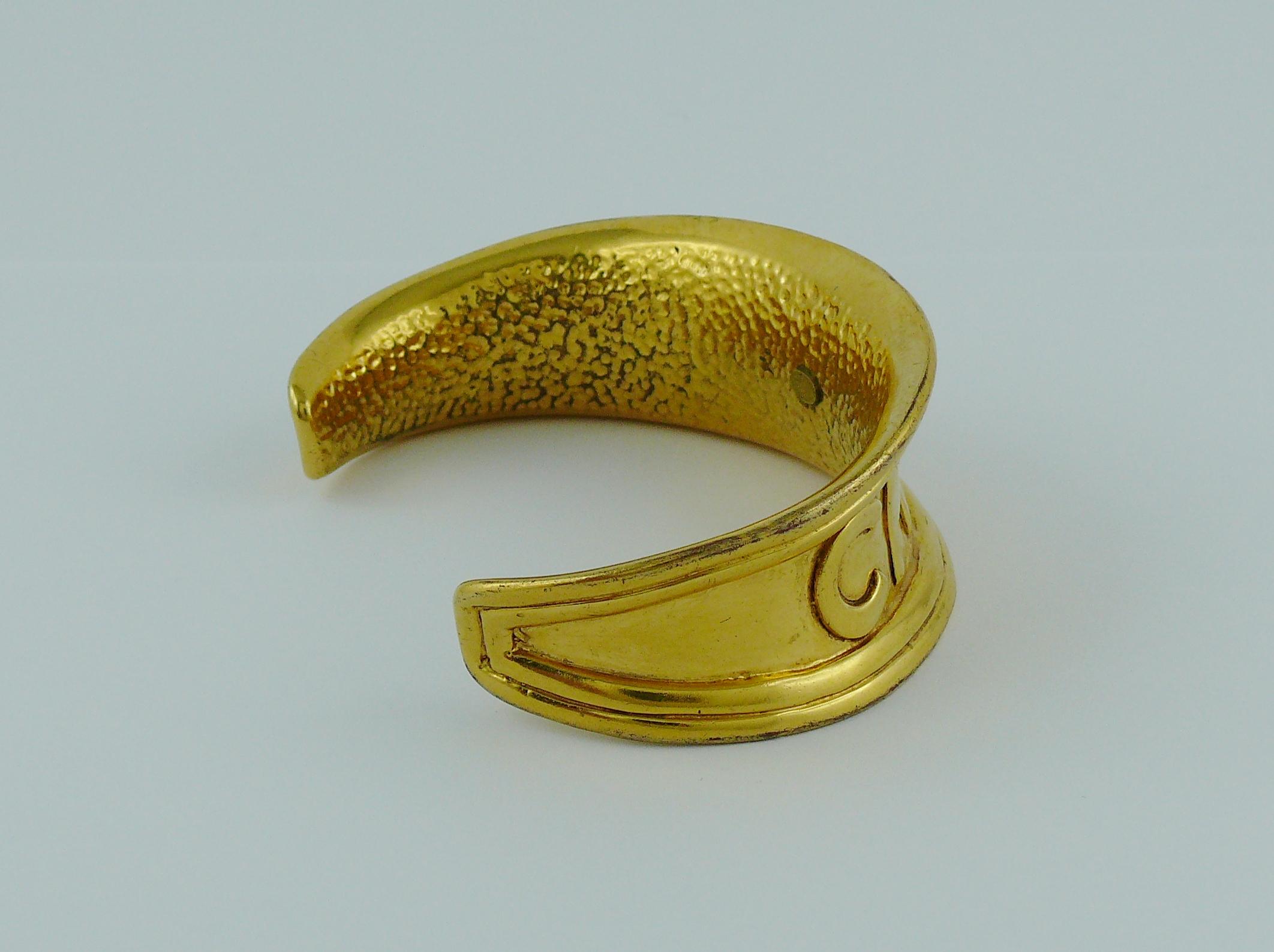 Chanel Vintage Gold Toned Cuff Bracelet 1996 2