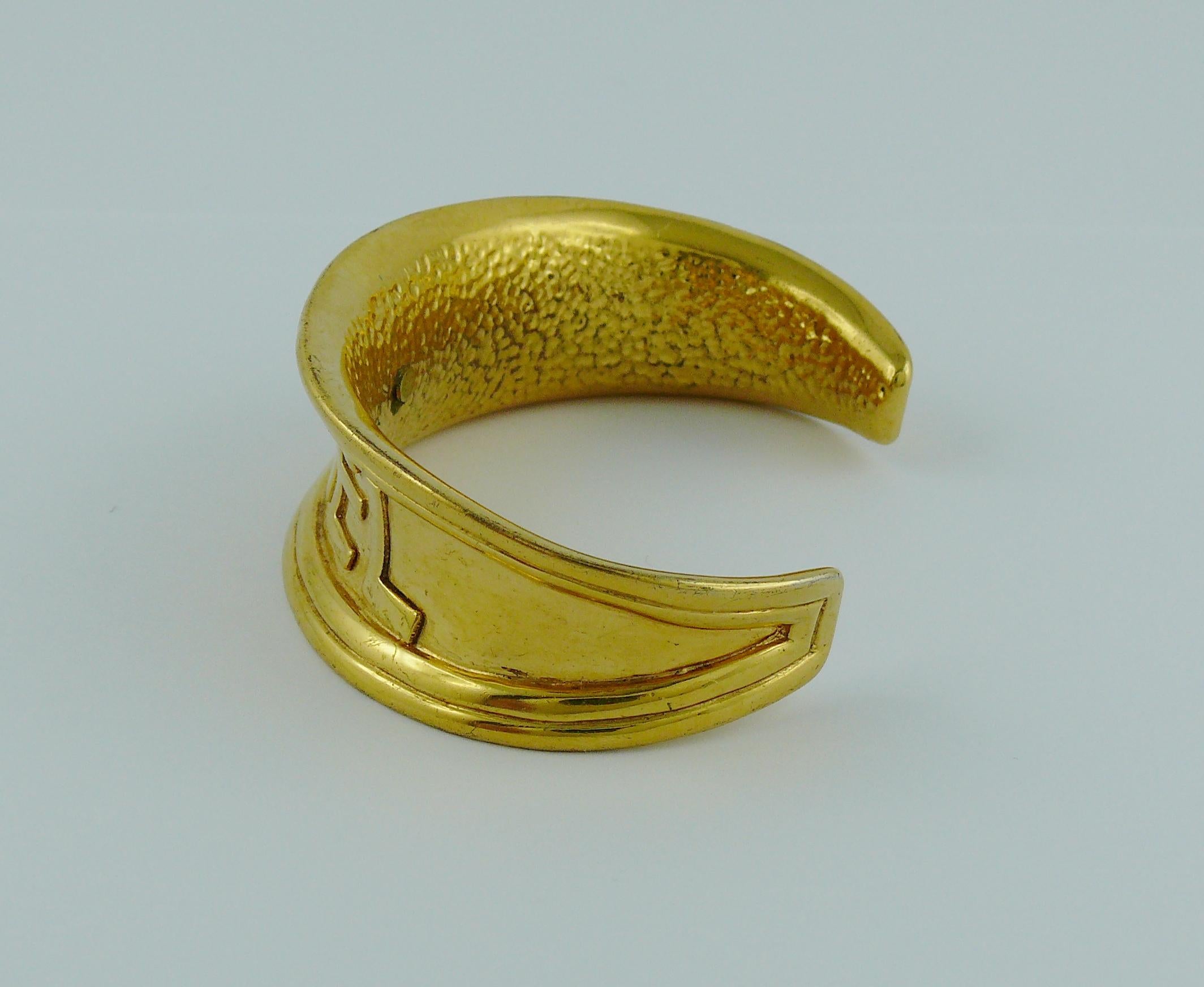 Chanel Vintage Gold Toned Cuff Bracelet 1996 3