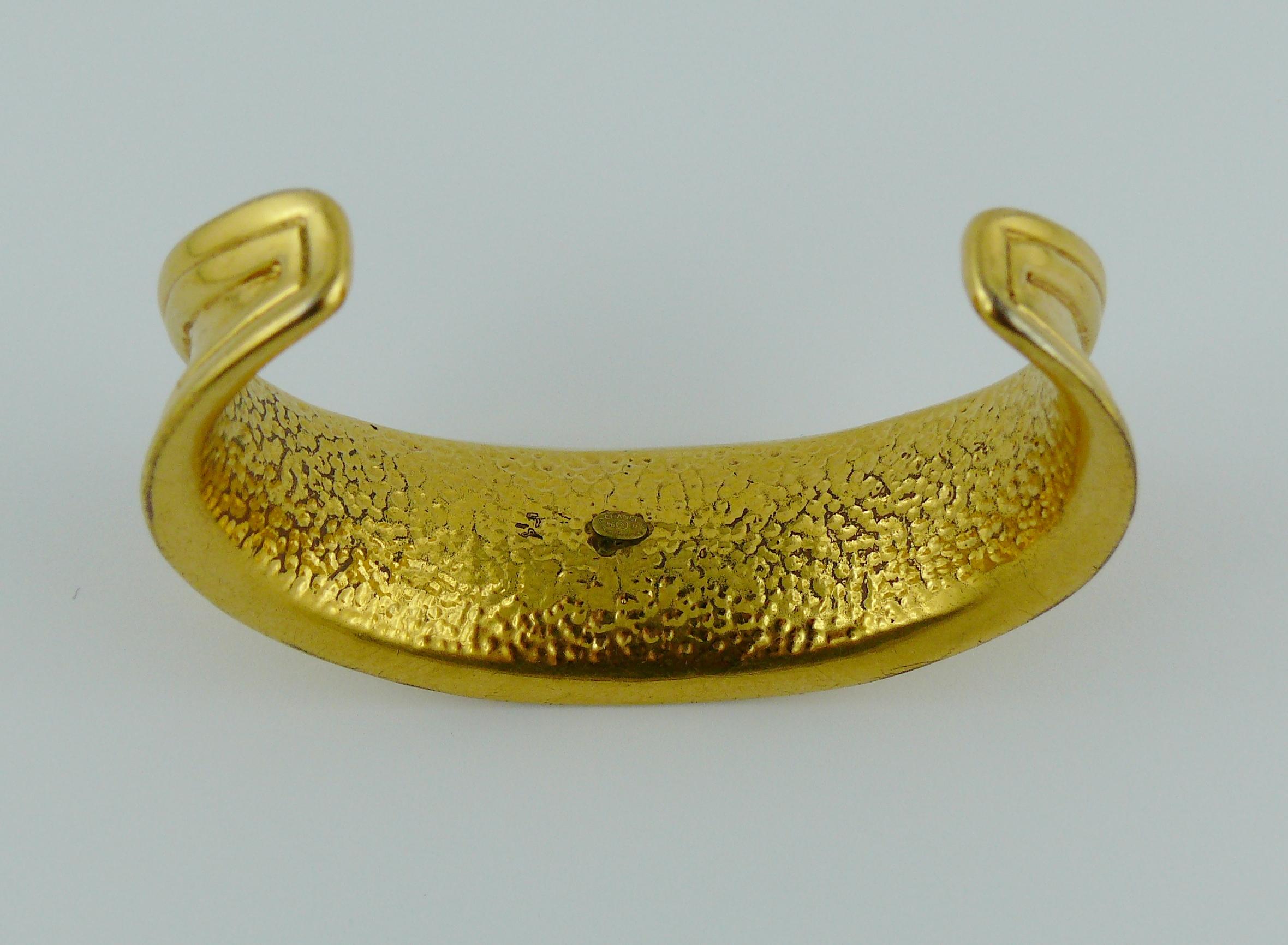 Chanel Vintage Gold Toned Cuff Bracelet 1996 5