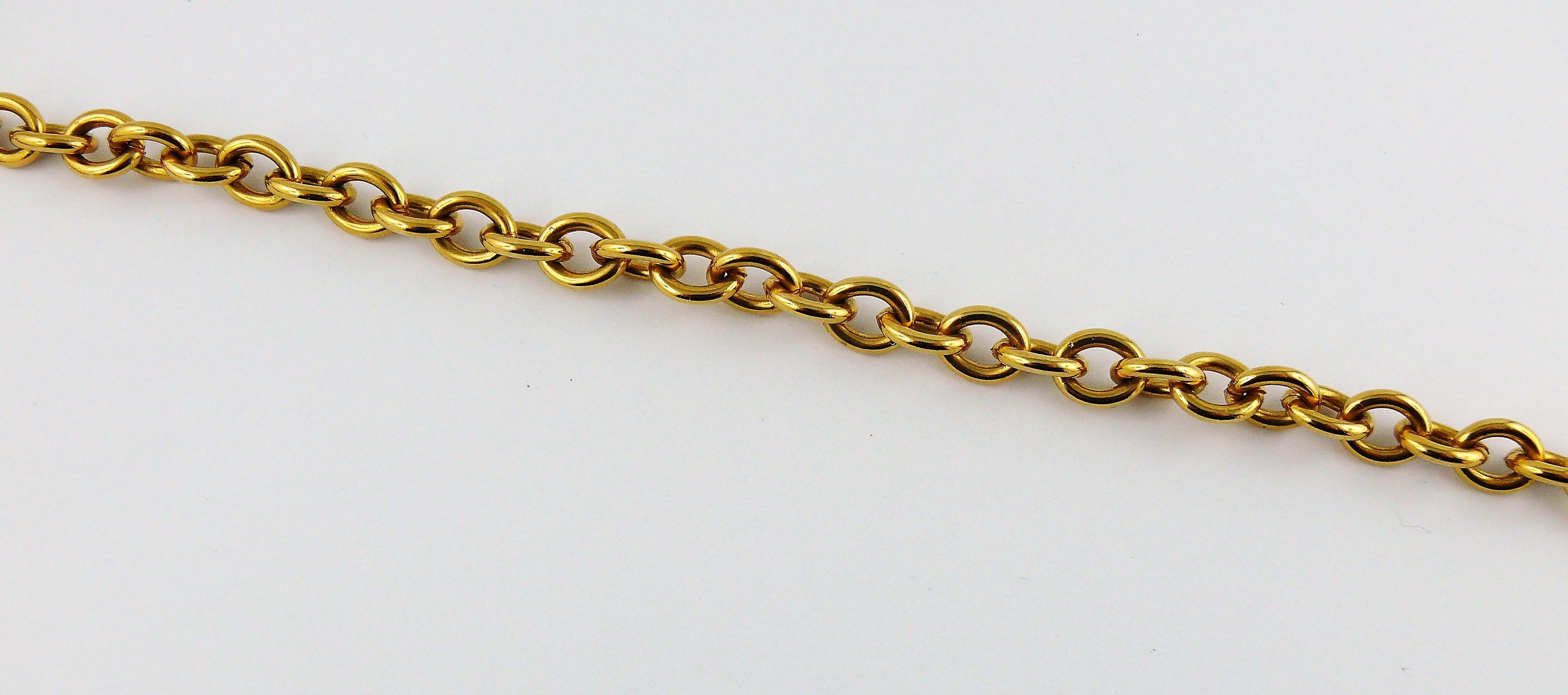 Chanel Vintage Gold Toned Gripoix Cross Pendant Necklace 4