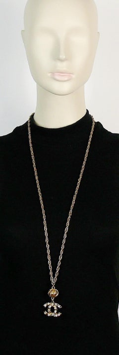Chanel Vintage Gold Toned Jewelled CC Sautoir Necklace