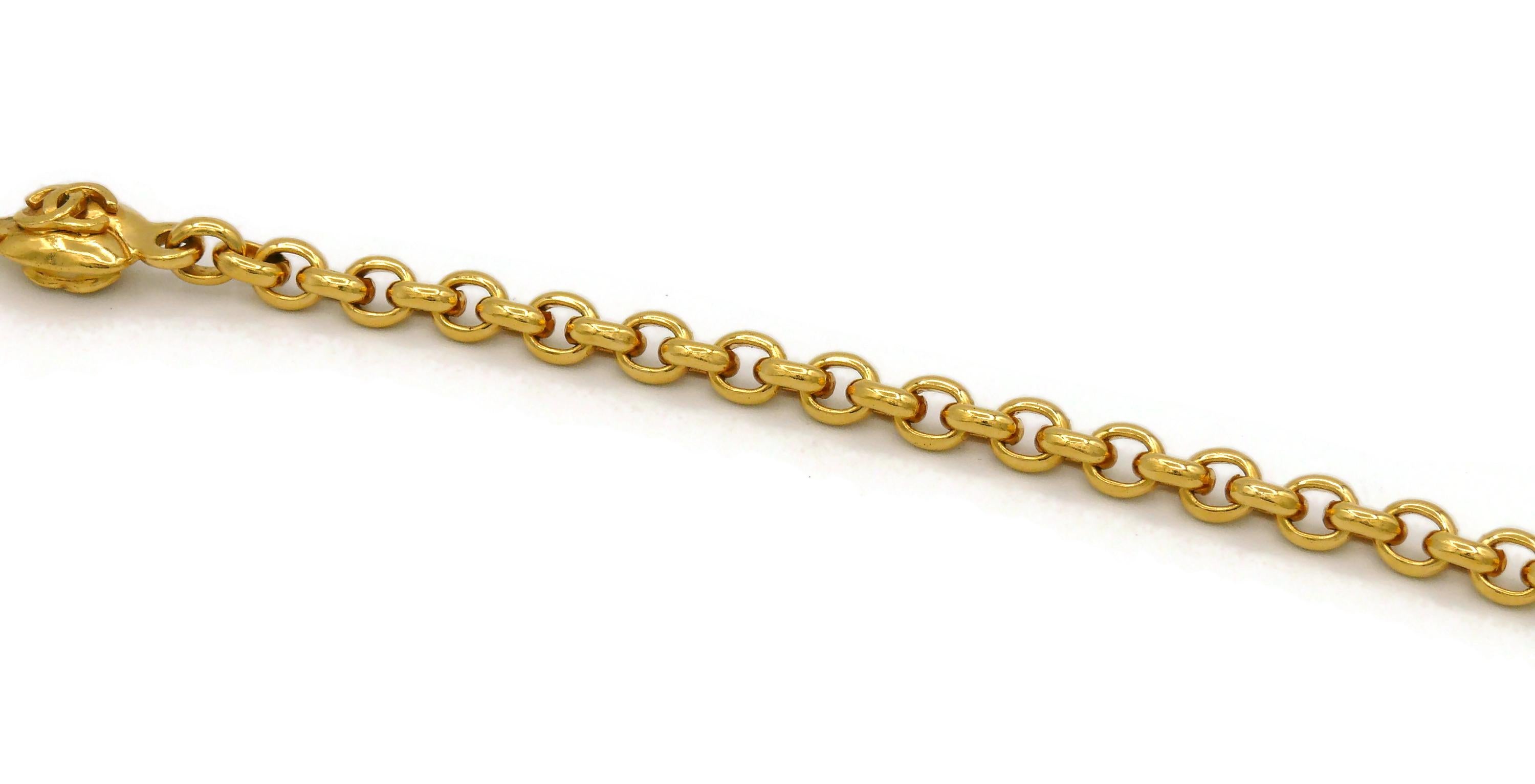 Women's Chanel Vintage Gold Toned Logo Pendant Necklace, 1997 For Sale