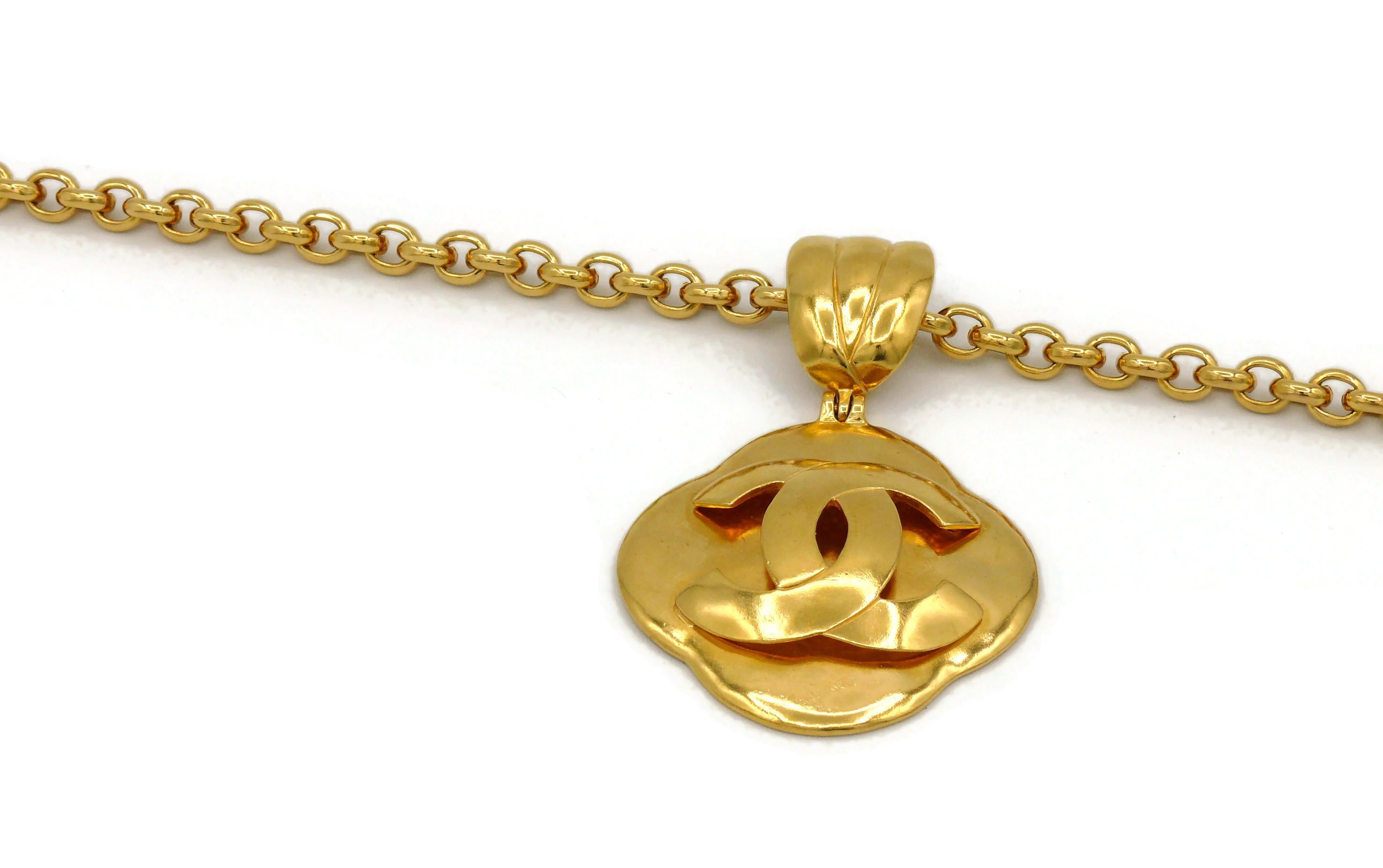 Chanel Vintage Gold Toned Logo Pendant Necklace, 1997 For Sale 1