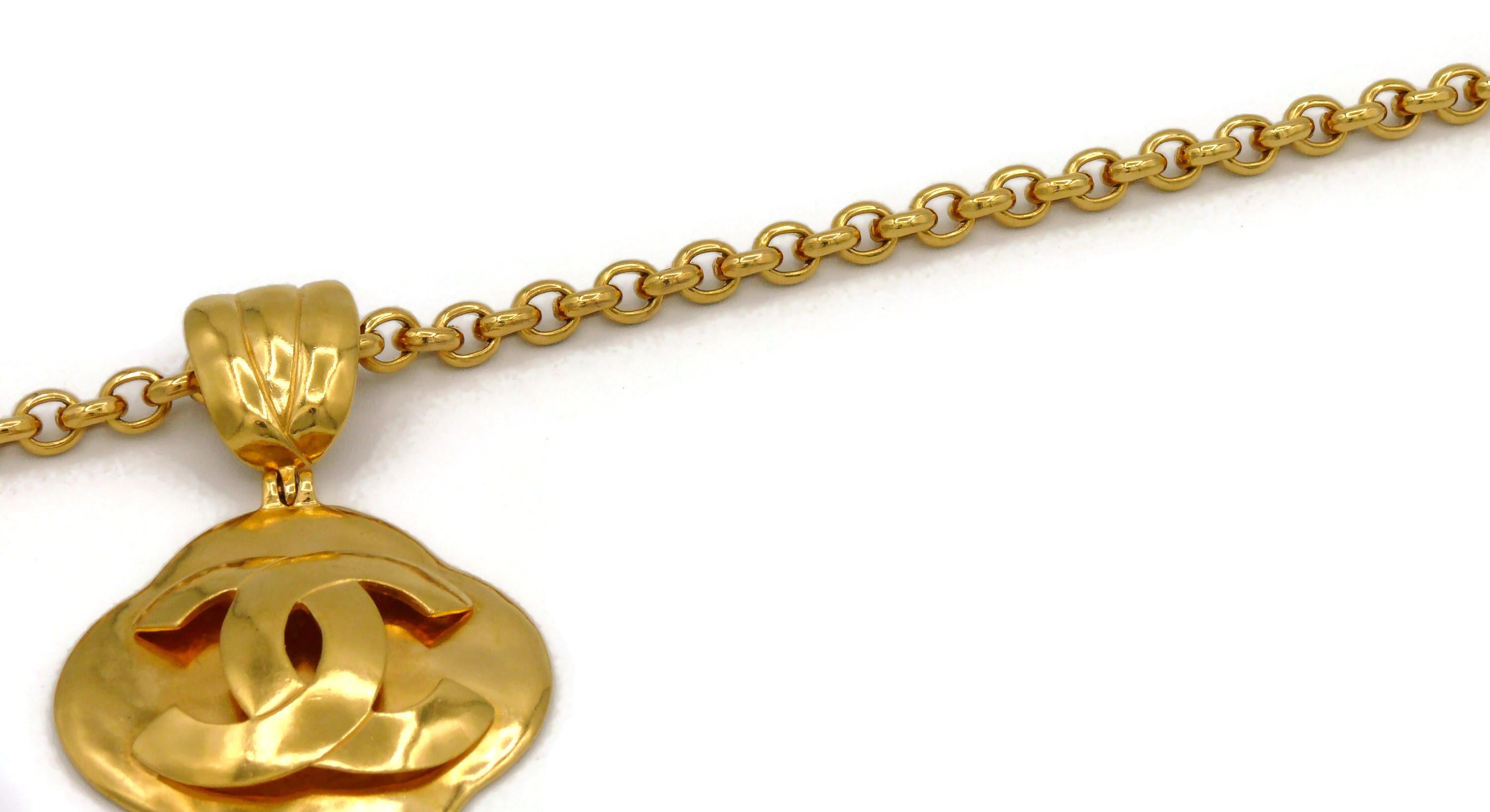 Chanel Vintage Gold Toned Logo Pendant Necklace, 1997 For Sale 2