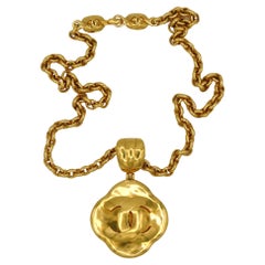 Chanel Vintage Gold Toned Logo Pendant Necklace, 1997