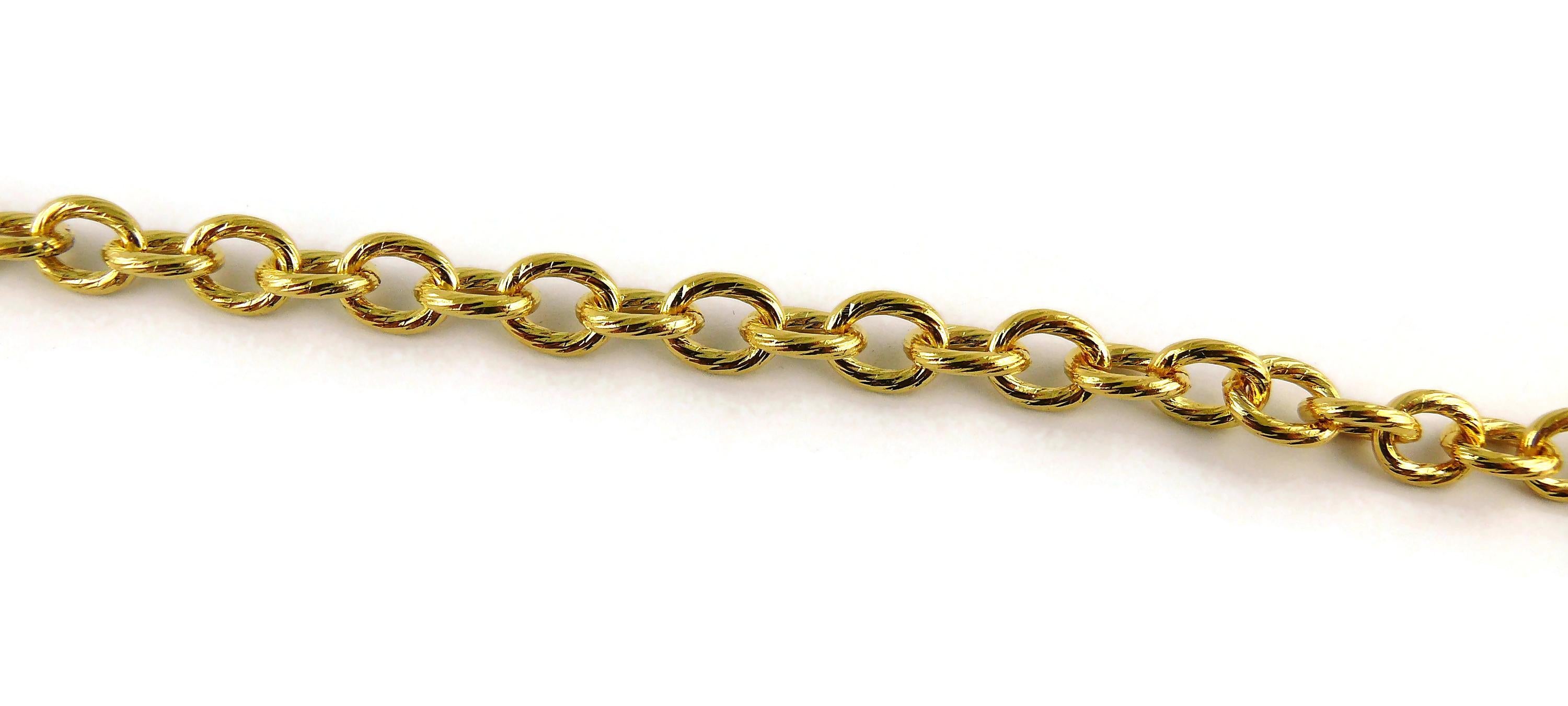 Chanel Vintage Gold Toned Logo Pendant Necklace For Sale 8