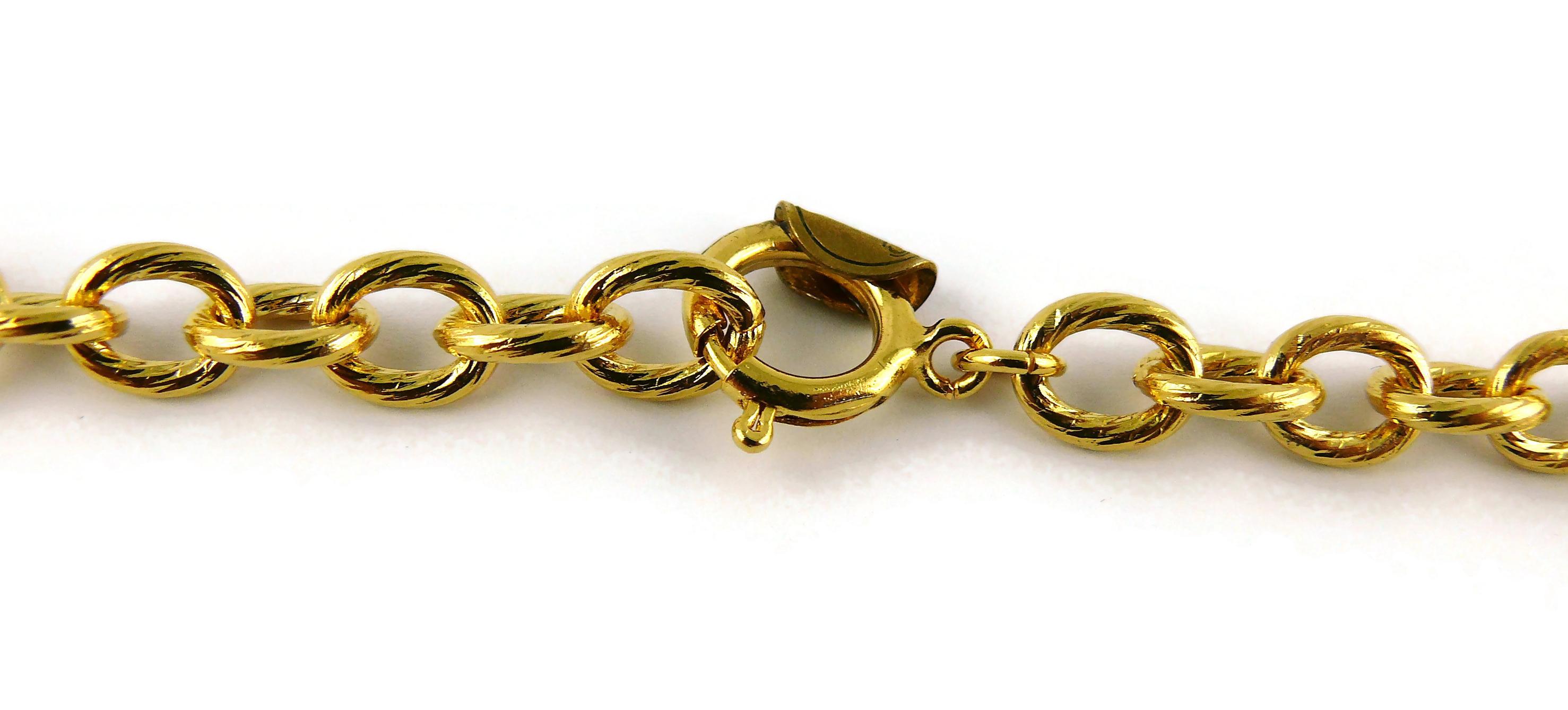 Chanel Vintage Gold Toned Logo Pendant Necklace For Sale 7