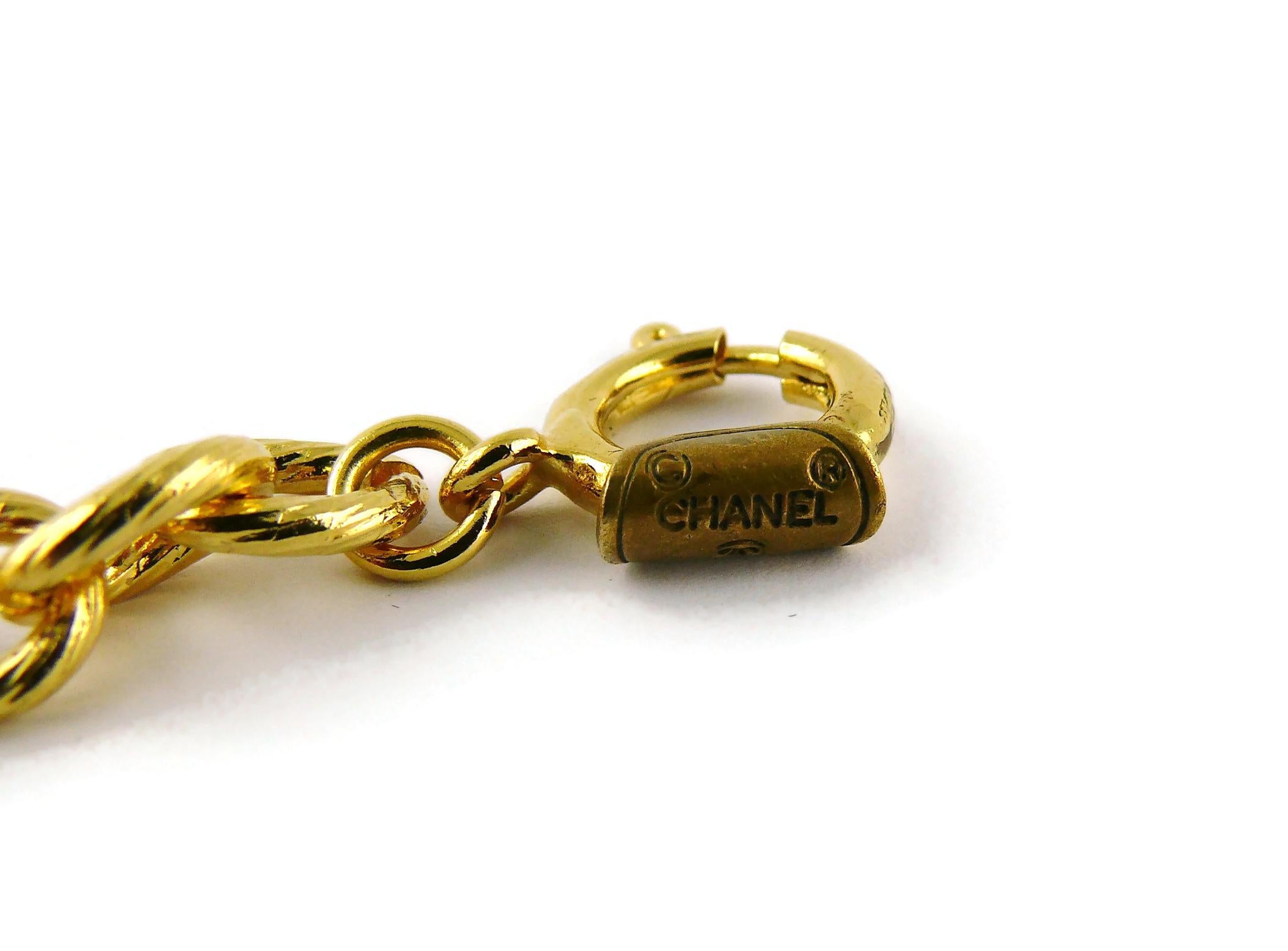 Chanel Vintage Gold Toned Logo Pendant Necklace For Sale 11