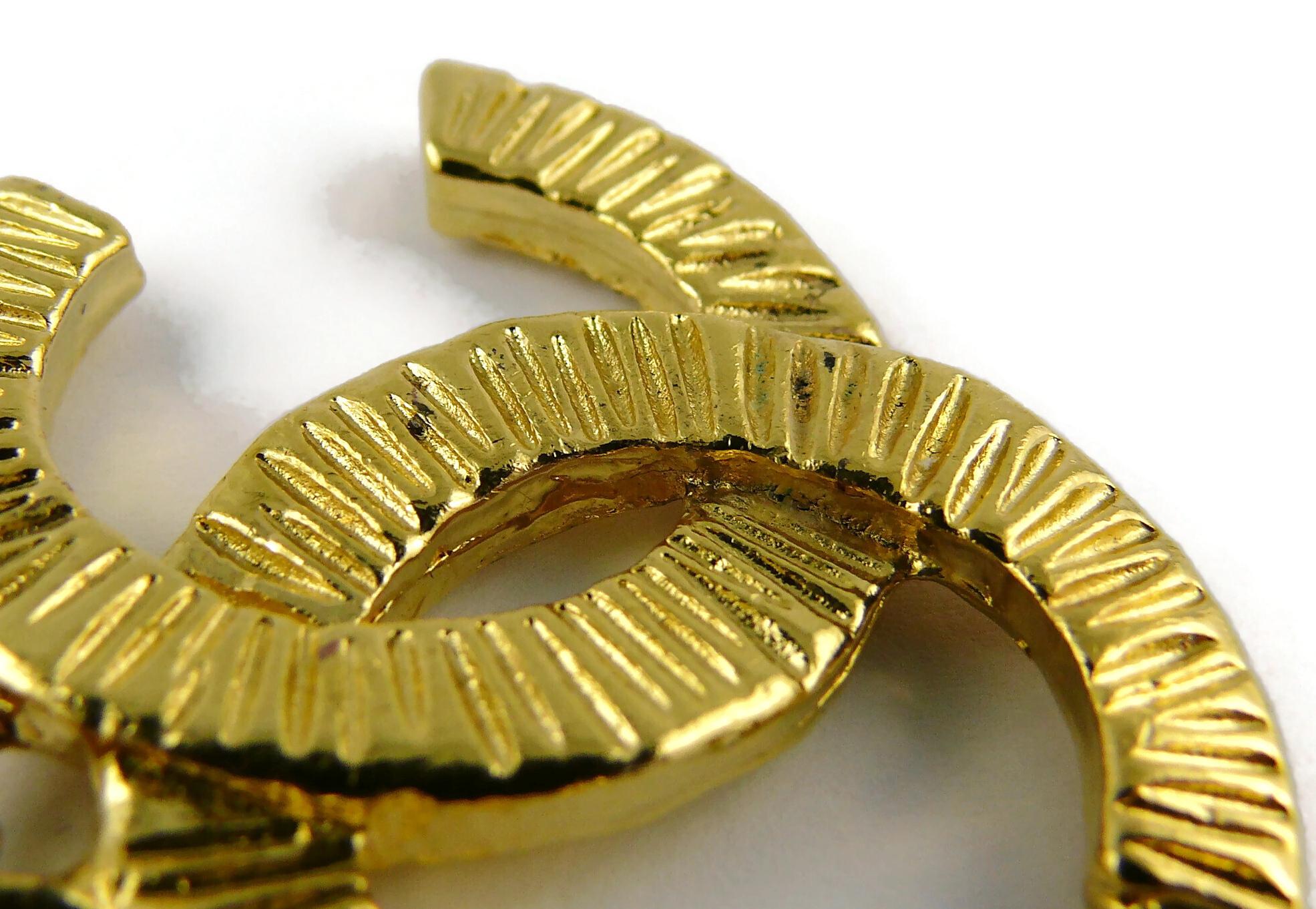 Chanel Vintage Gold Toned Logo Pendant Necklace For Sale 12