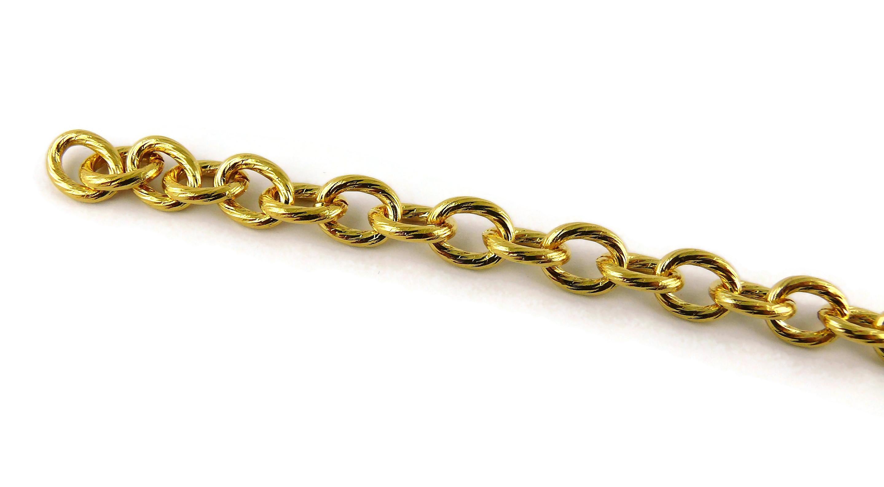 Women's Chanel Vintage Gold Toned Logo Pendant Necklace For Sale