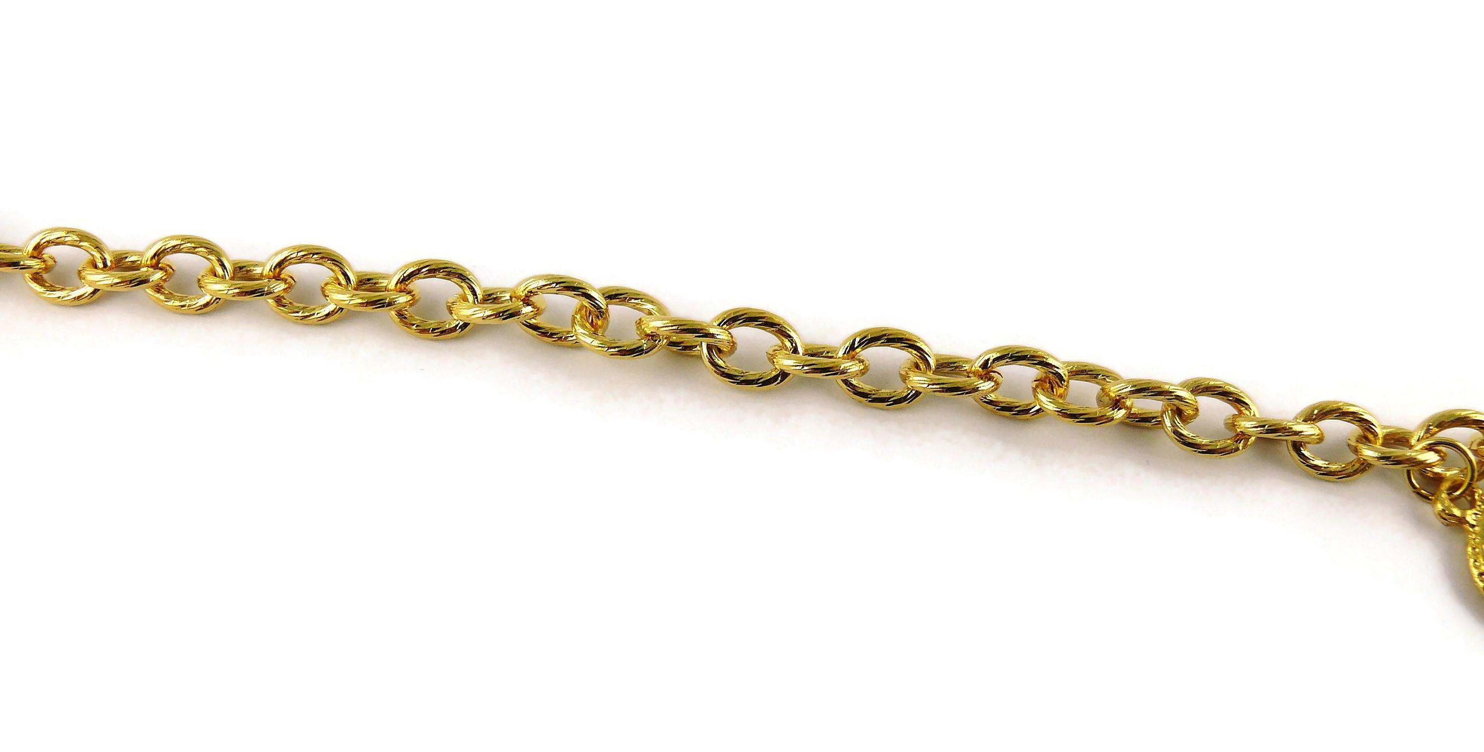 Chanel Vintage Gold Toned Logo Pendant Necklace For Sale 2