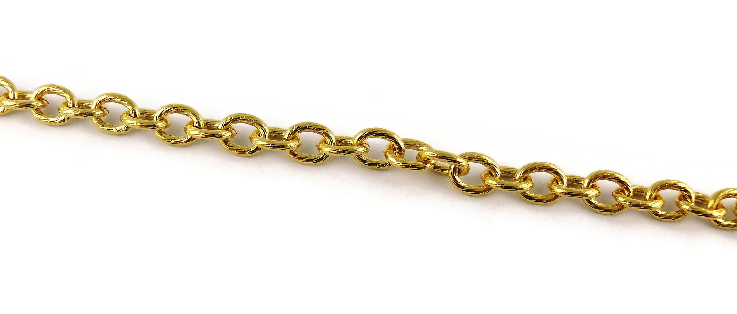 Chanel Vintage Gold Toned Logo Pendant Necklace For Sale 3