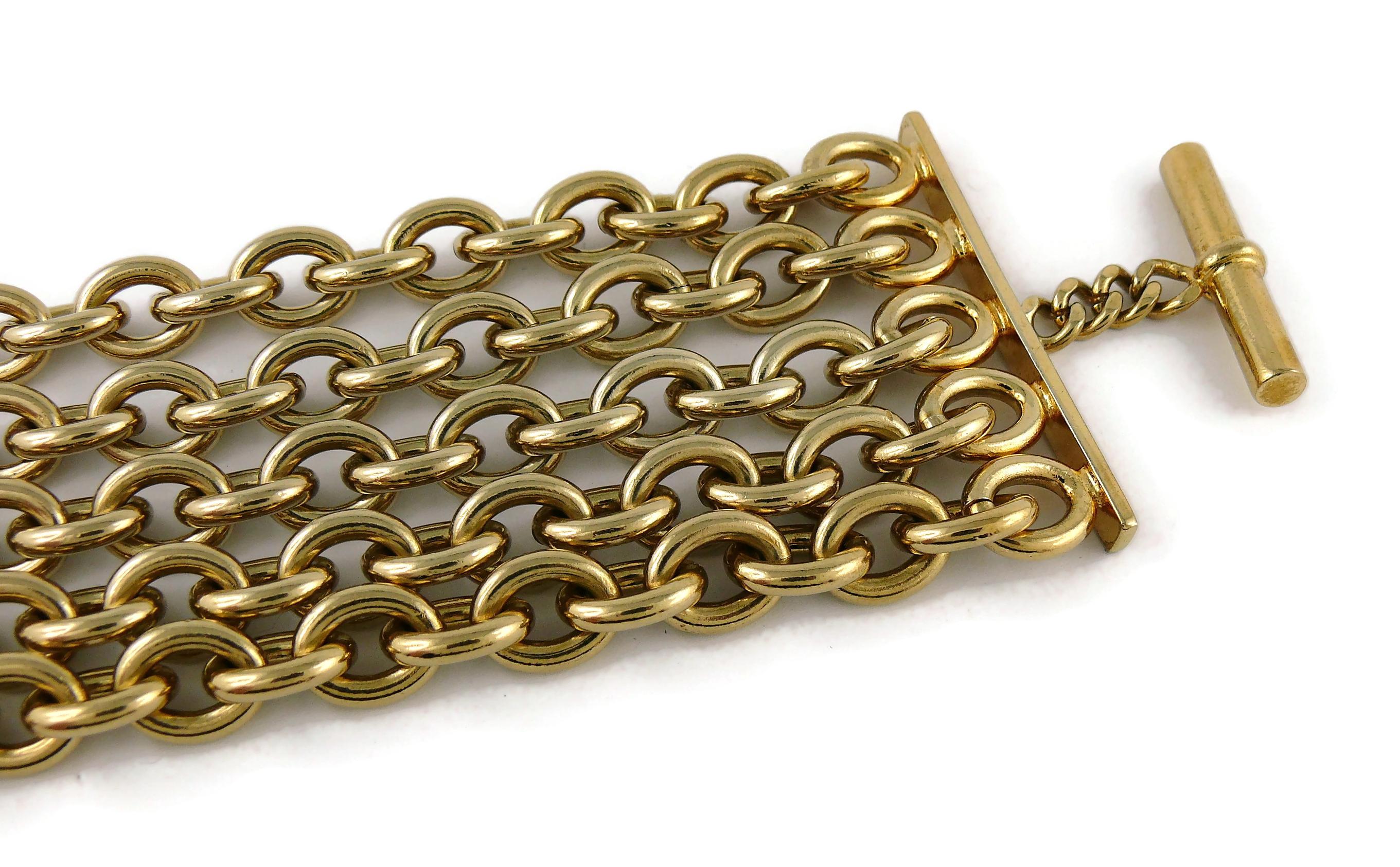 Chanel Vintage Gold Toned Multi Chain Cuff Bracelet In Good Condition In Nice, FR
