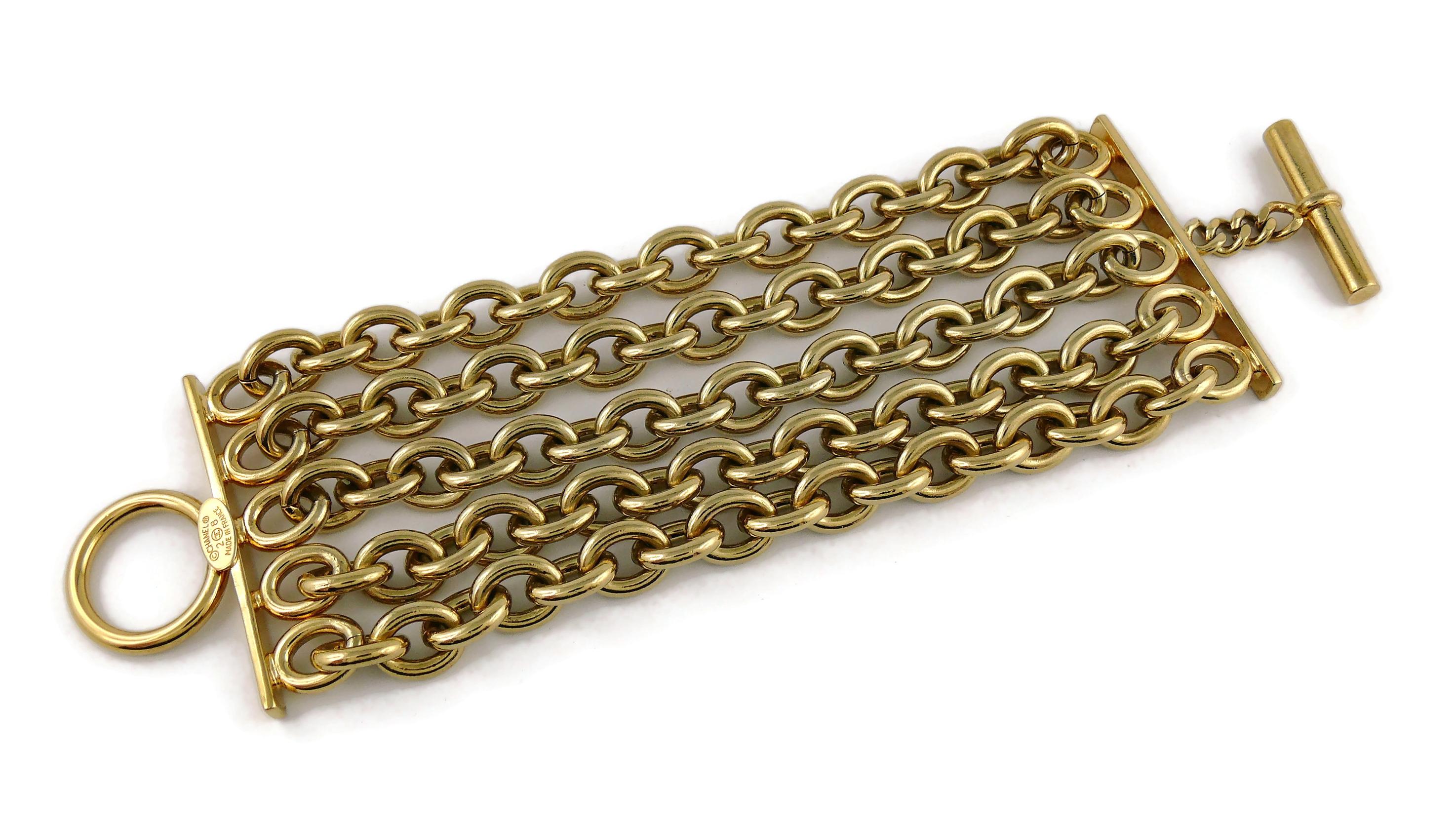 Women's Chanel Vintage Gold Toned Multi Chain Cuff Bracelet