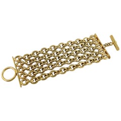 Chanel Vintage Gold Toned Multi Chain Cuff Bracelet