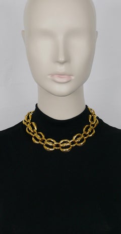 Chanel Vintage Gold Toned Quilted Link Chain Necklace
