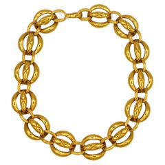 Chanel Vintage Gold Toned Quilted Link Chain Necklace (Collier à maillons matelassés)