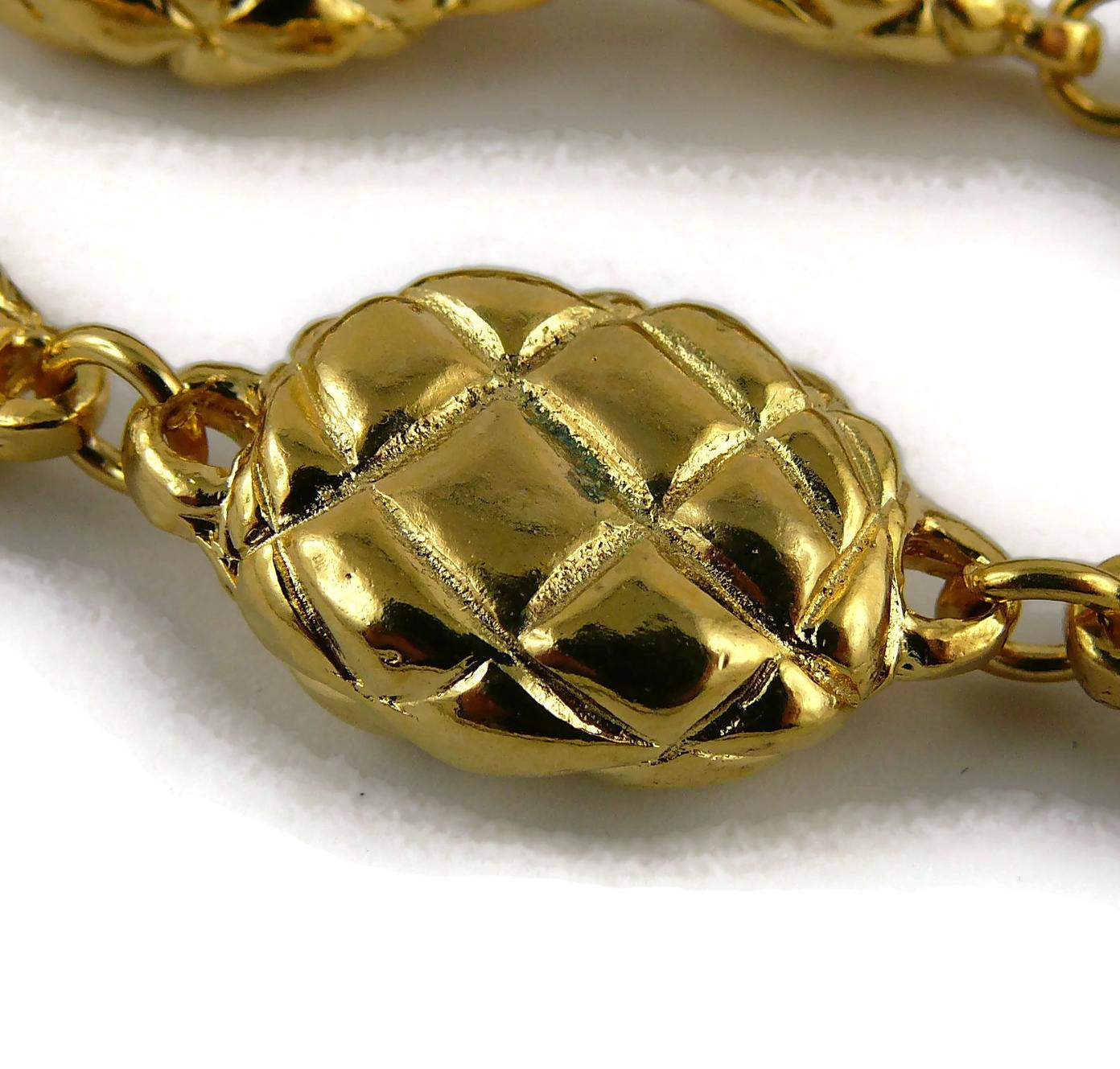 Chanel Vintage Gold Toned Quilted Links Bracelet 1985 For Sale 6