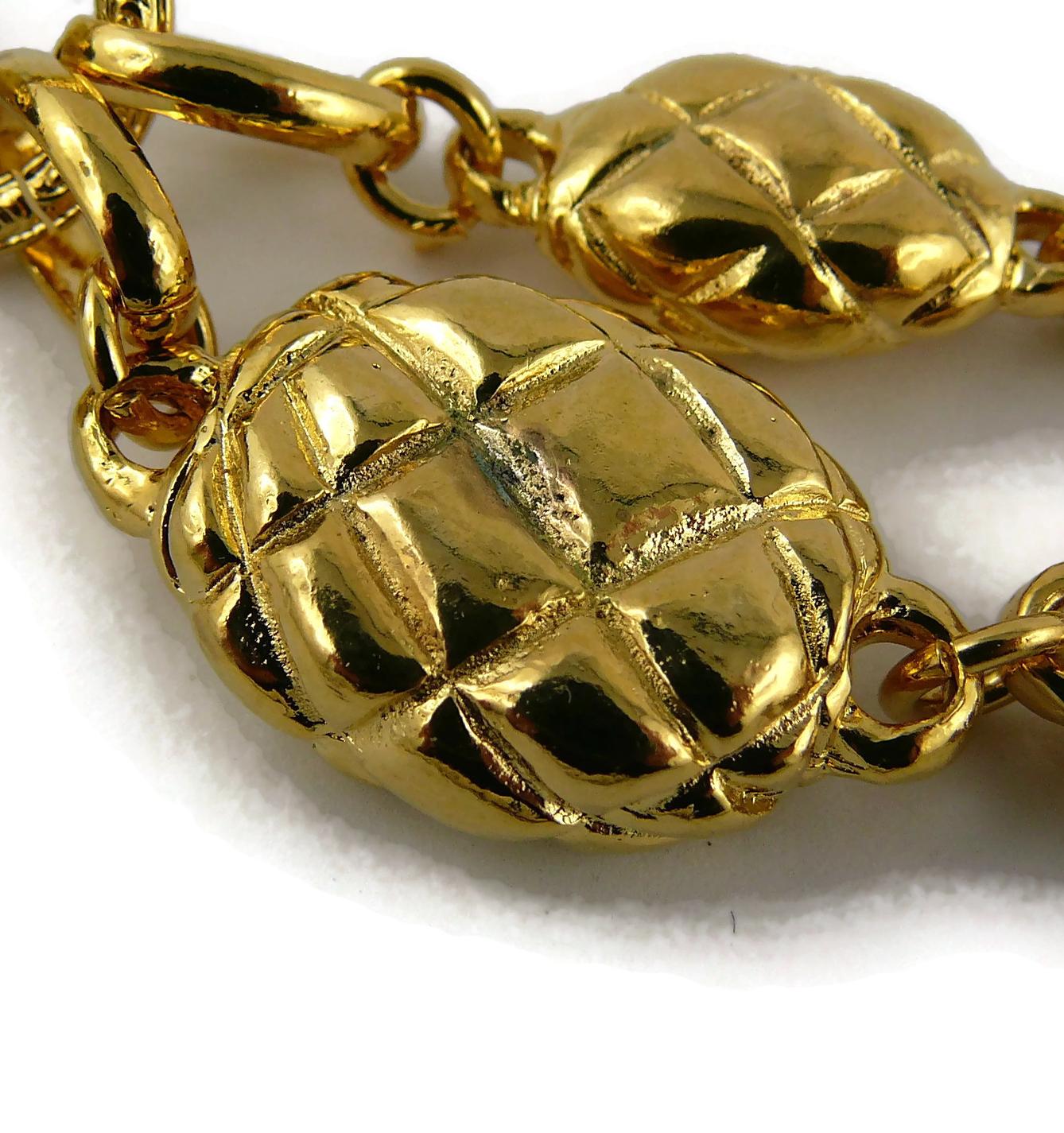 Chanel Vintage Gold Toned Quilted Links Bracelet 1985 For Sale 7