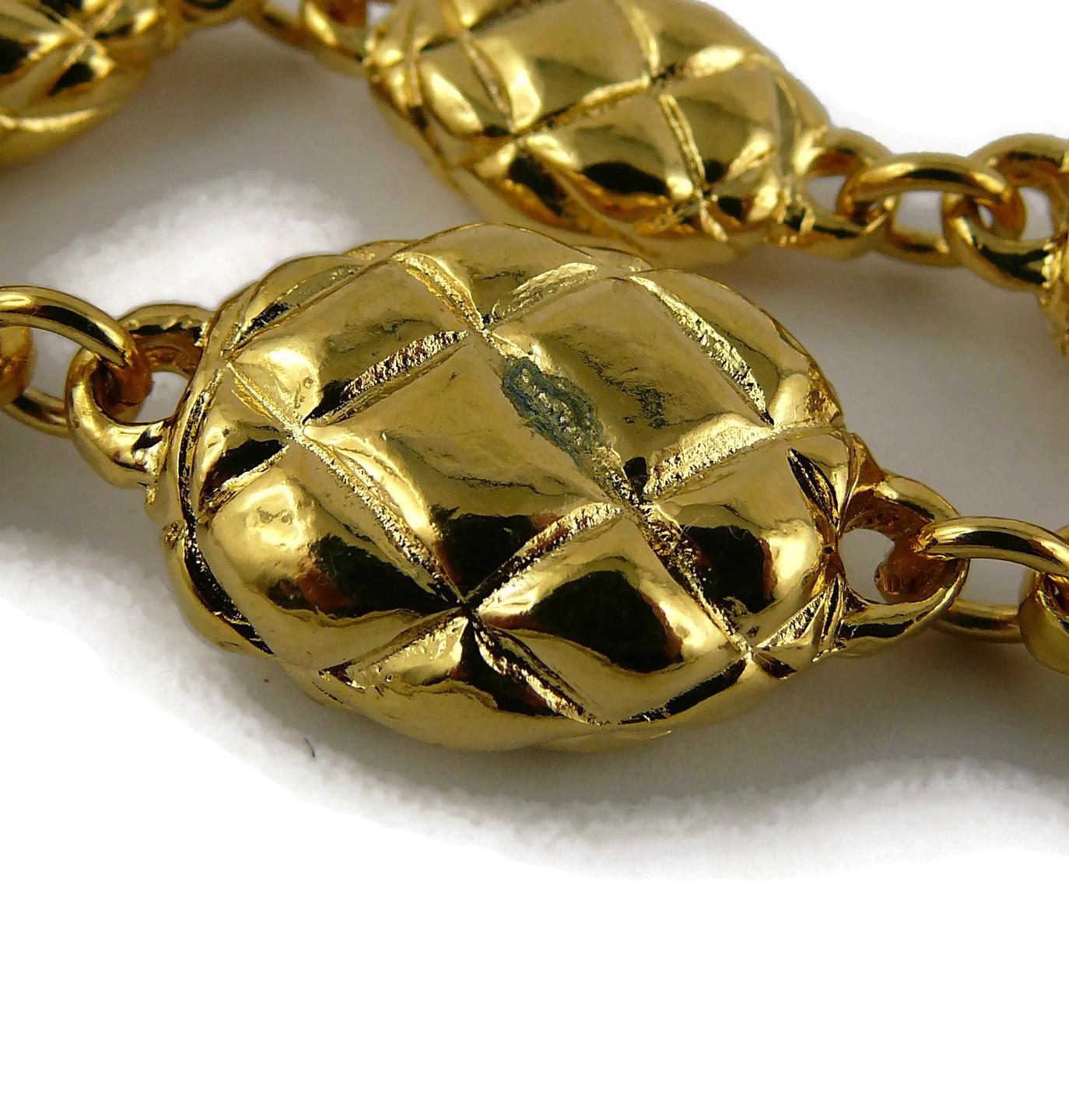 Chanel Vintage Gold Toned Quilted Links Bracelet 1985 For Sale 8