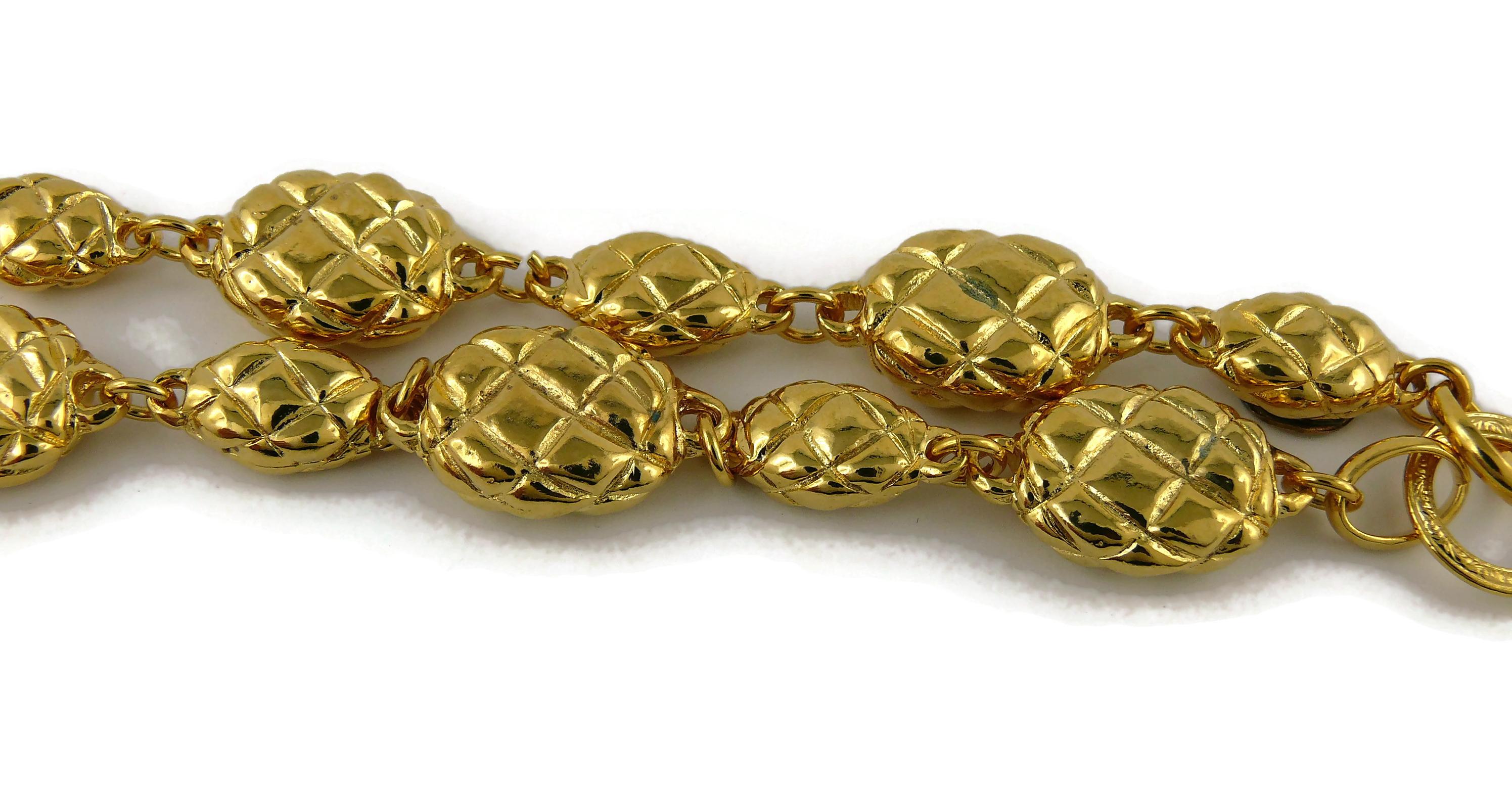 Chanel Vintage Gold Toned Quilted Links Bracelet 1985 For Sale 1