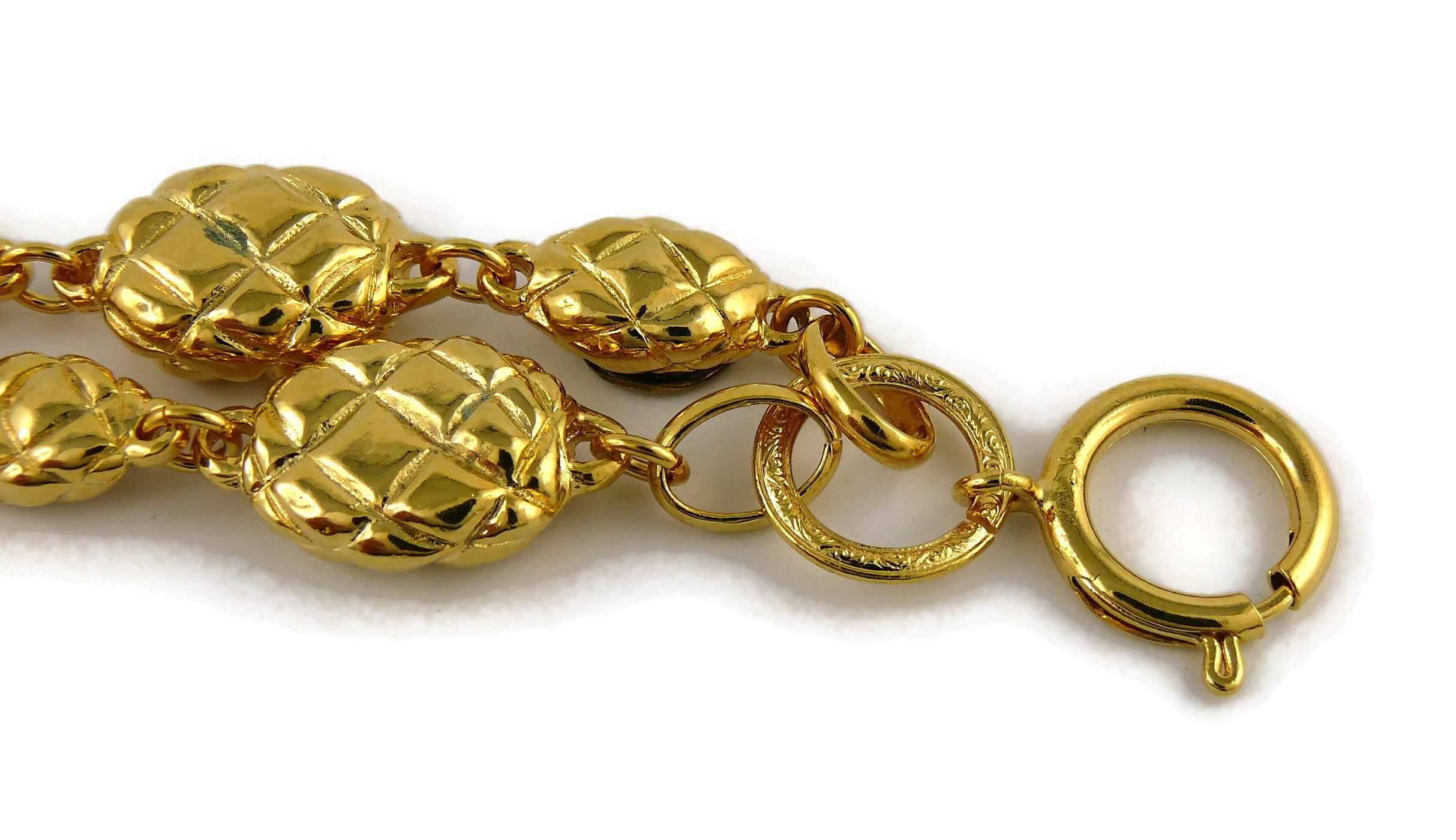 Chanel Vintage Gold Toned Quilted Links Bracelet 1985 For Sale 2