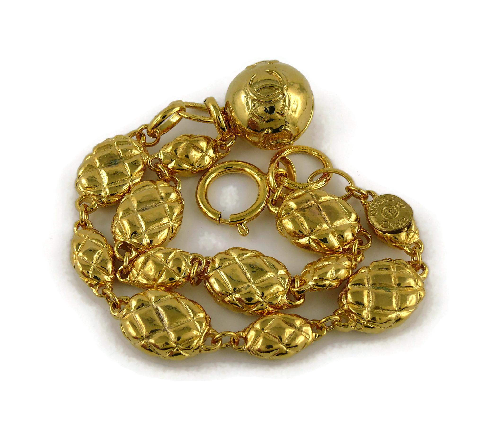 Chanel Vintage Gold Toned Quilted Links Bracelet 1985 For Sale 3
