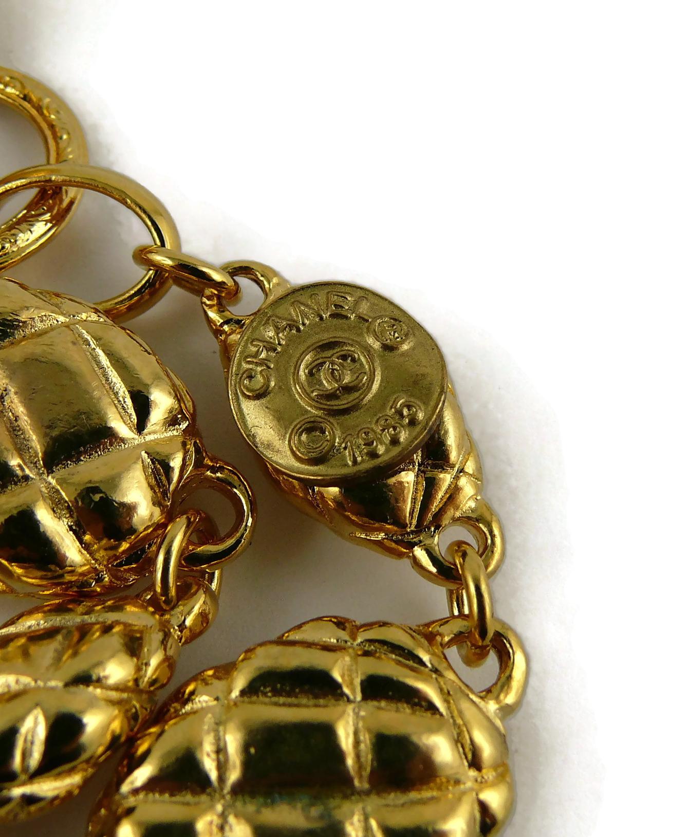 Chanel Vintage Gold Toned Quilted Links Bracelet 1985 For Sale 4