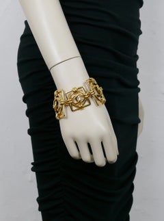 Chanel Vintage Gold Toned Square Links Logo CC Bracelet, 1994
