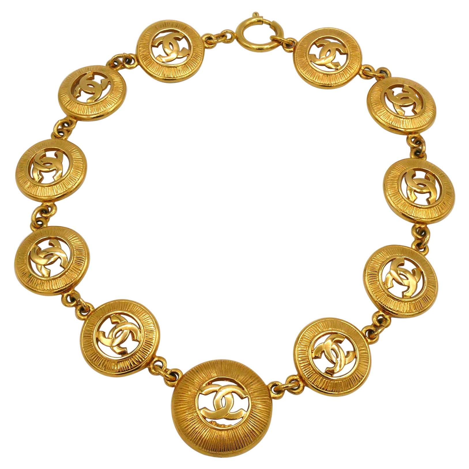 Collana Chanel vintage con raggi di sole A Link in tonalità oro