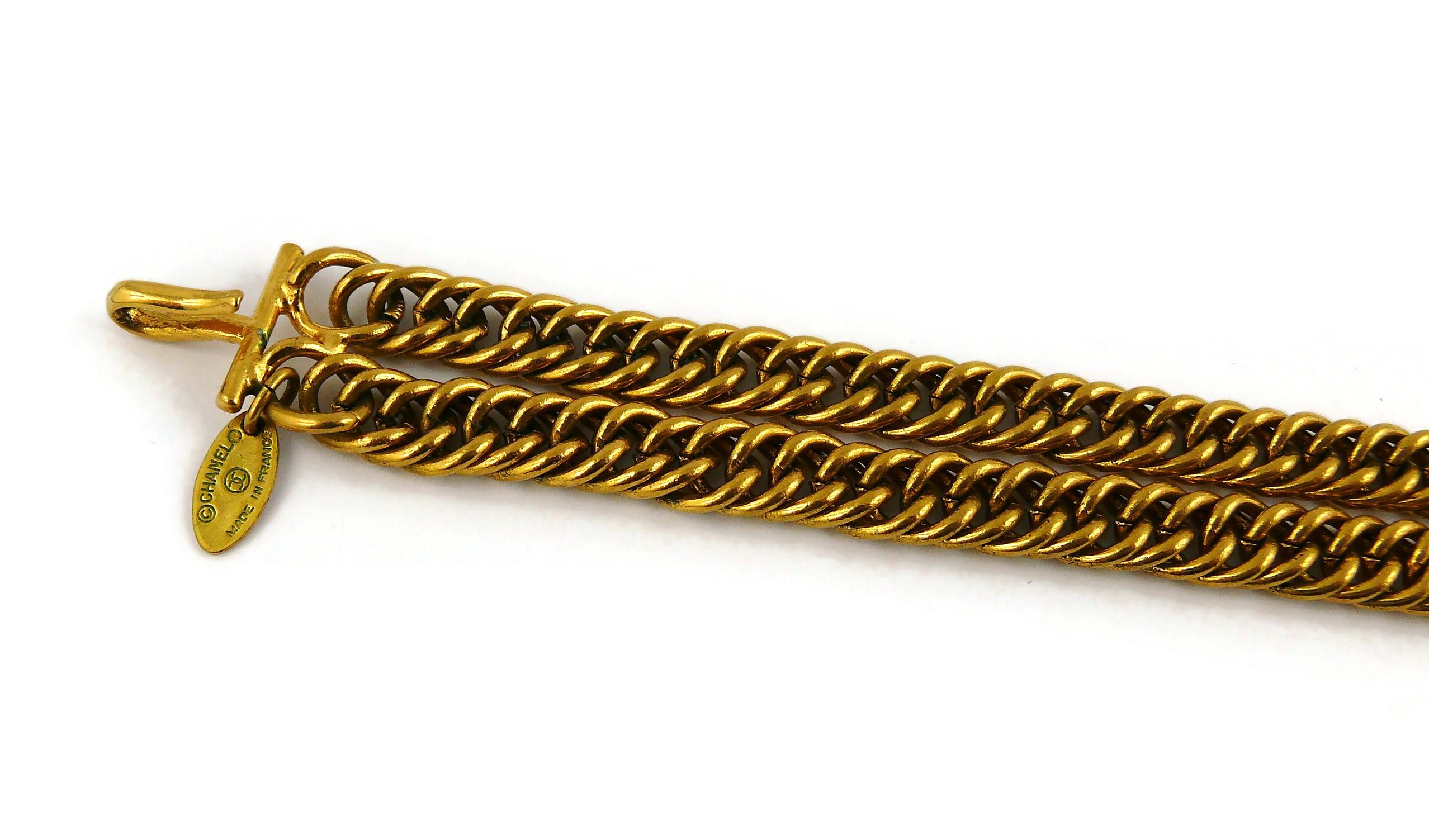 Chanel Vintage Gold Toned Sunburst Lion Head Medallion Necklace 1