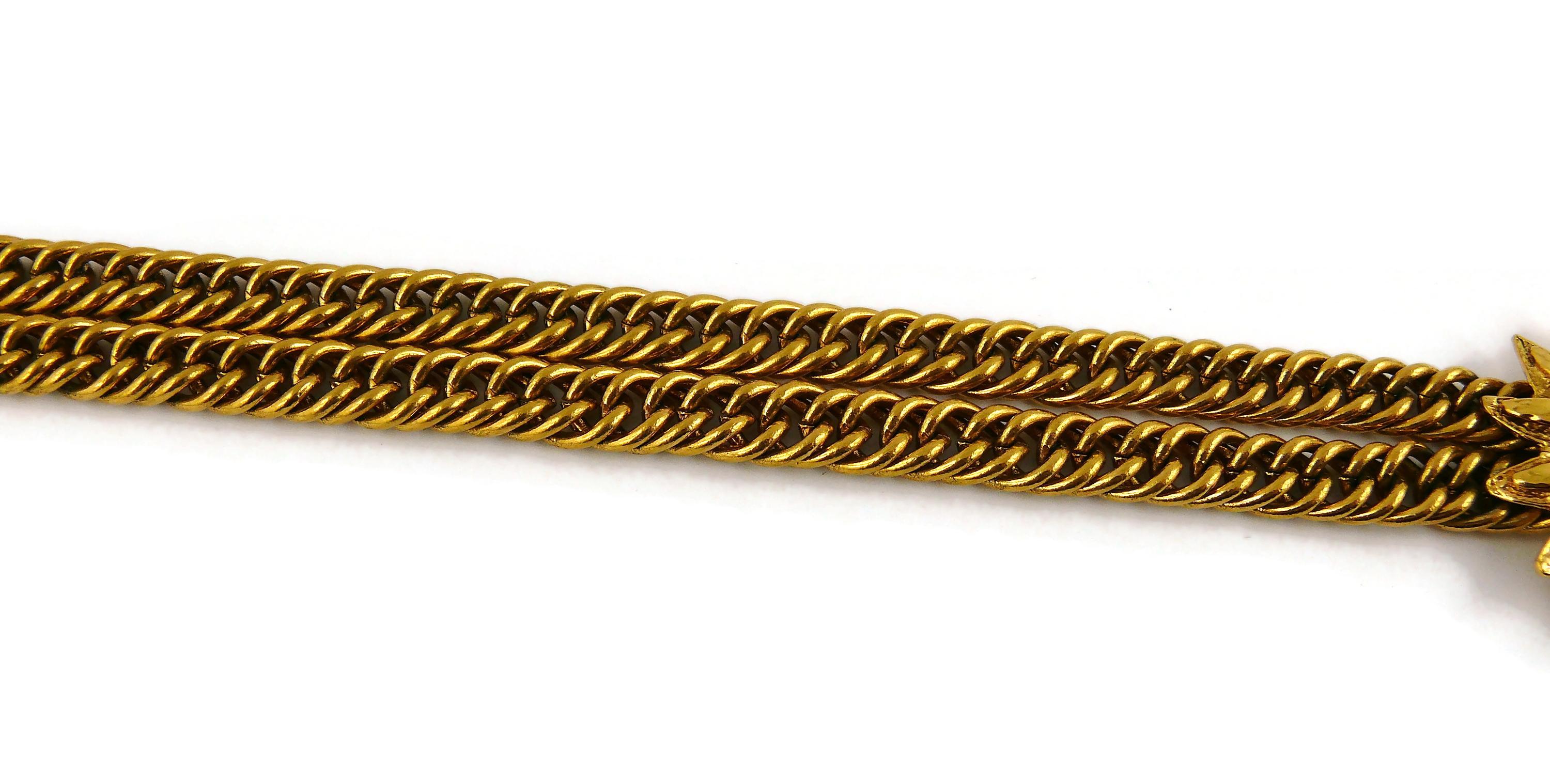 Chanel Vintage Gold Toned Sunburst Lion Head Medallion Necklace 2
