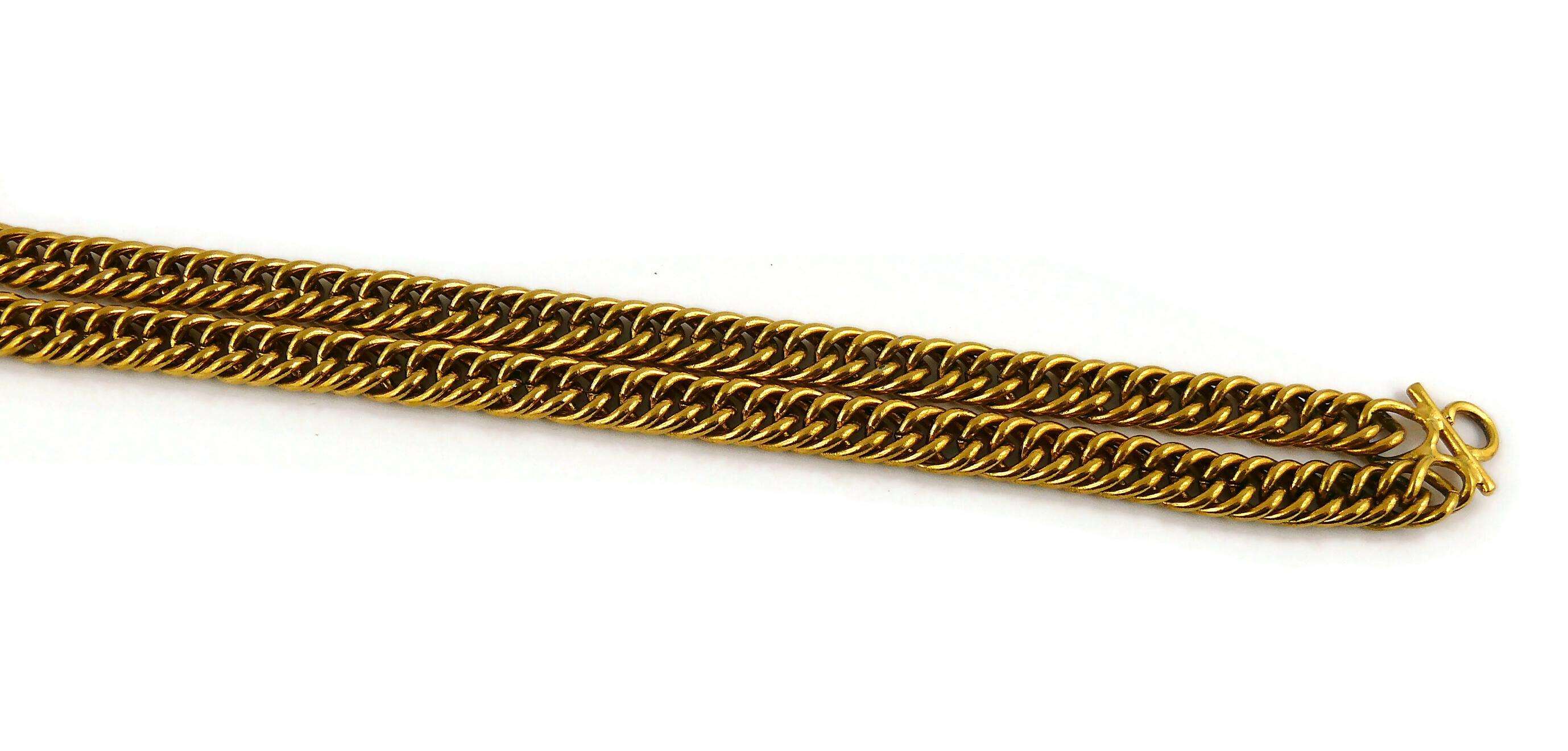 Chanel Vintage Gold Toned Sunburst Lion Head Medallion Necklace 6
