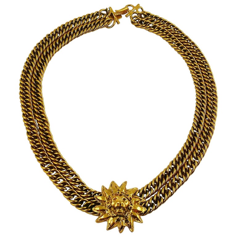 Chanel Vintage Sunburst Lion Crest Necklace