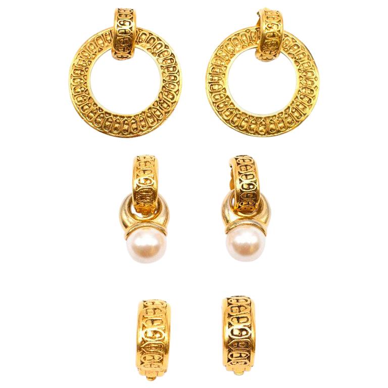 Chanel Vintage Gold Vermeil Multi Earring Set