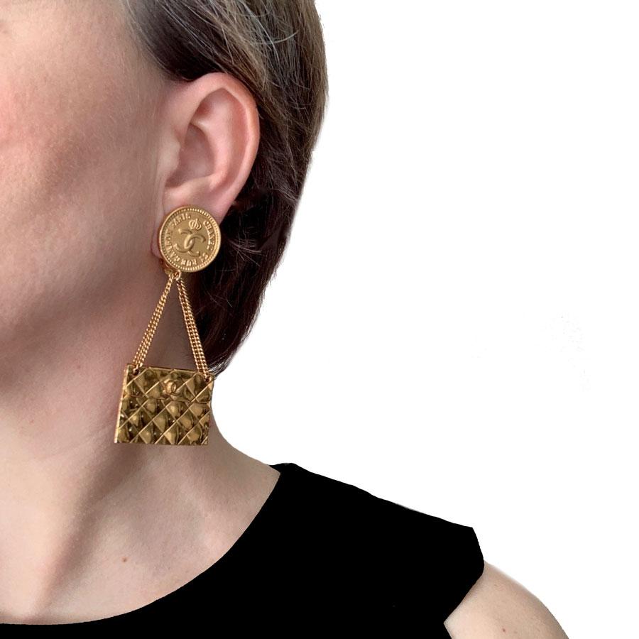 Women's CHANEL Vintage Golden Bag Earrings