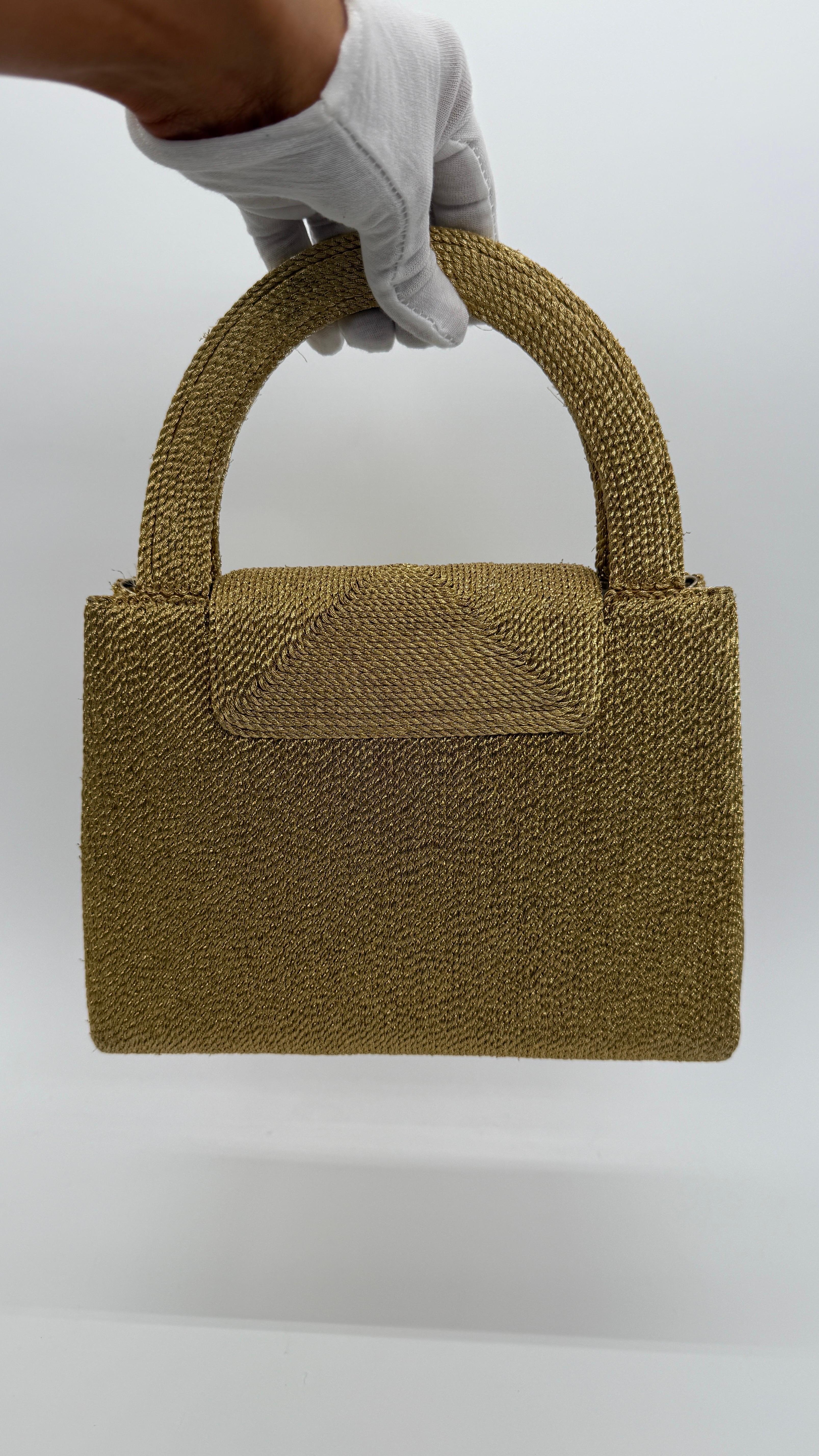 Brown Chanel Vintage Golden Woven Kelly – Small Size (23cm) For Sale