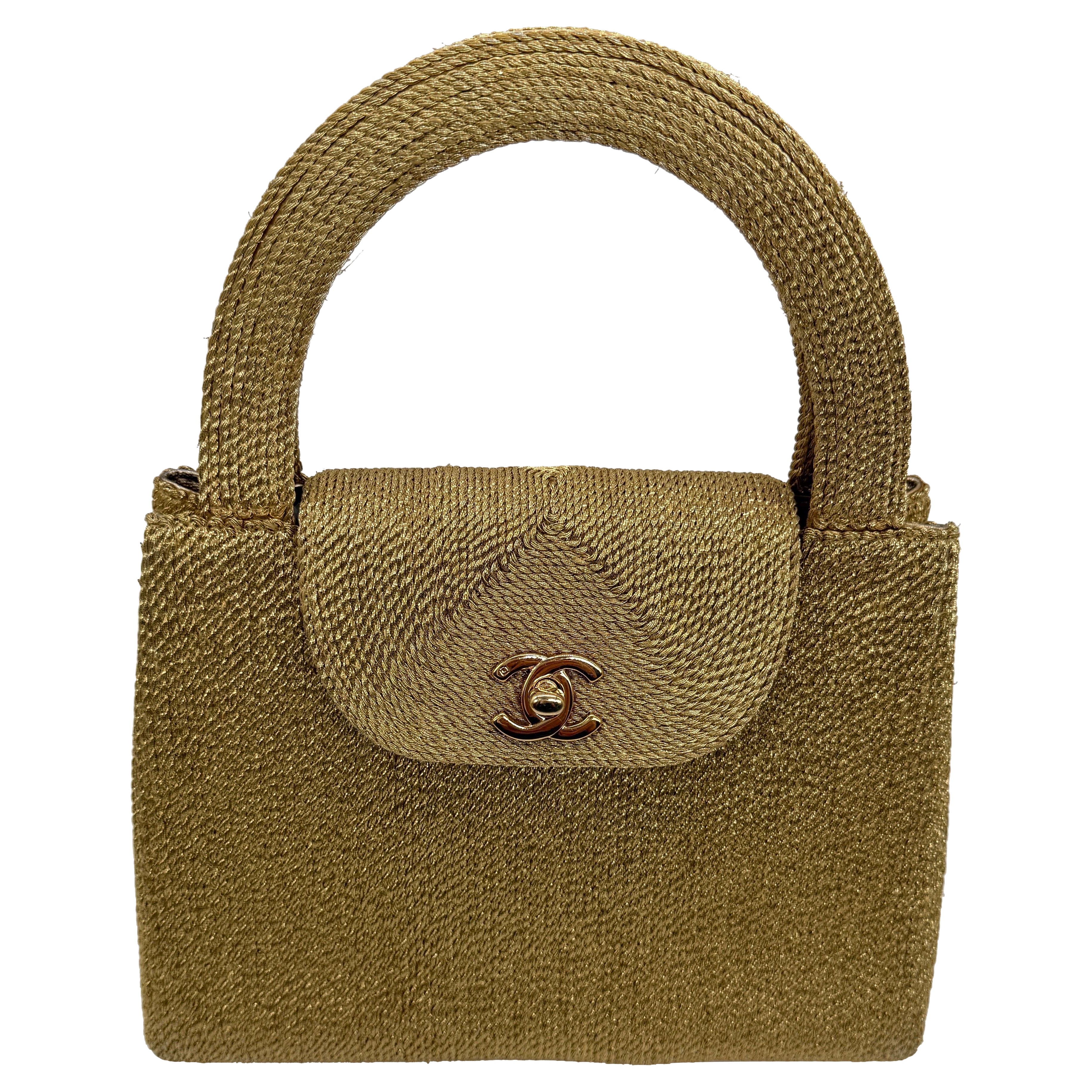 Chanel Vintage Golden Woven Kelly – Small Size (23cm) For Sale
