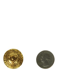 Chanel Vintage Goldtone 1" CC Button Clip-On Earrings