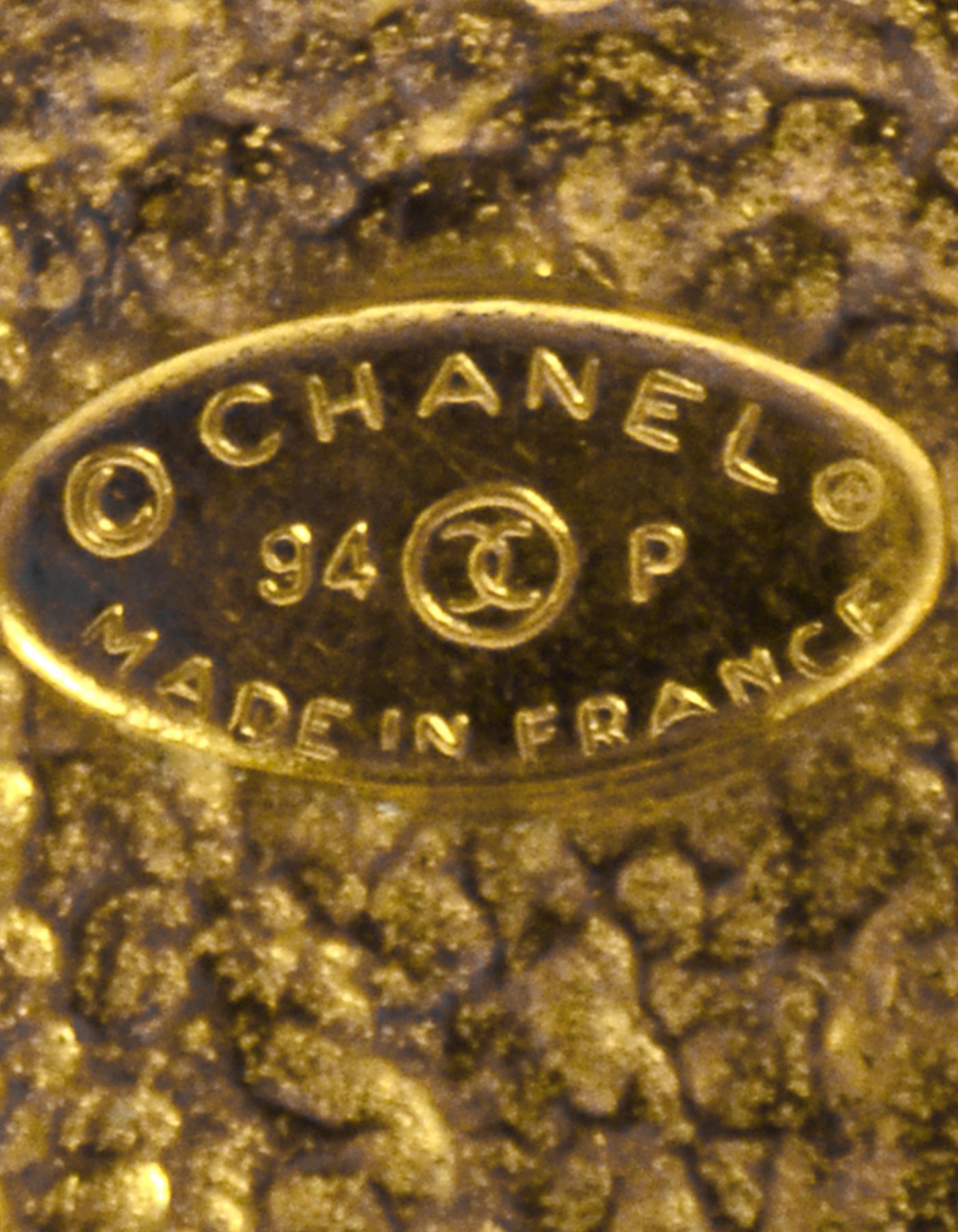Chanel 1990s Vintage Goldtone Chainlink Necklace with CC Cross Pendant  1