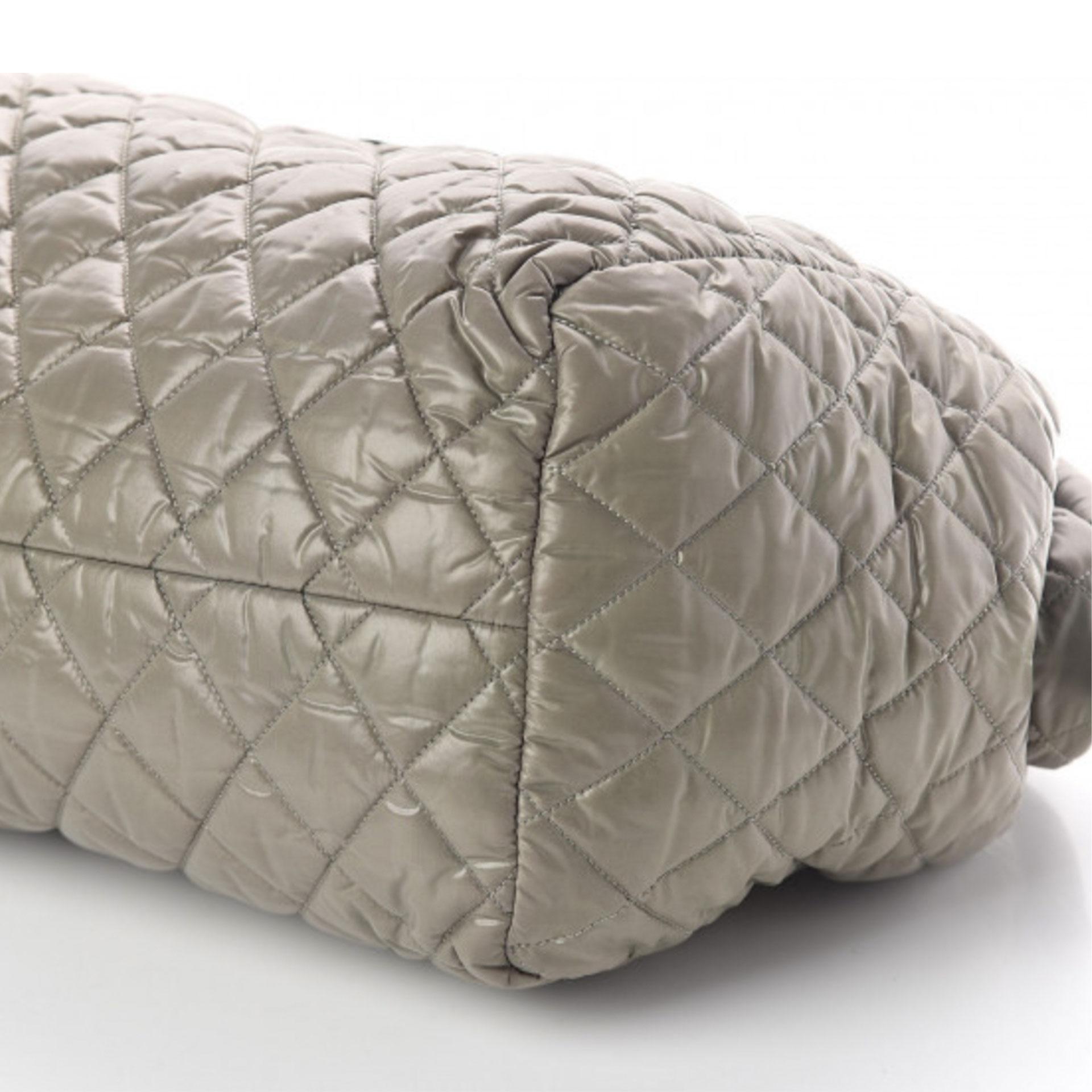 Chanel Vintage Green Nylon Quilted Coco Cocoon Bowler Carry On Travel Tote Bag 1