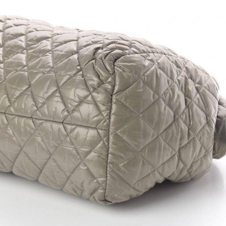 Chanel Vintage Green Nylon Quilted Coco Cocoon Bowler Tote For Sale at  1stDibs