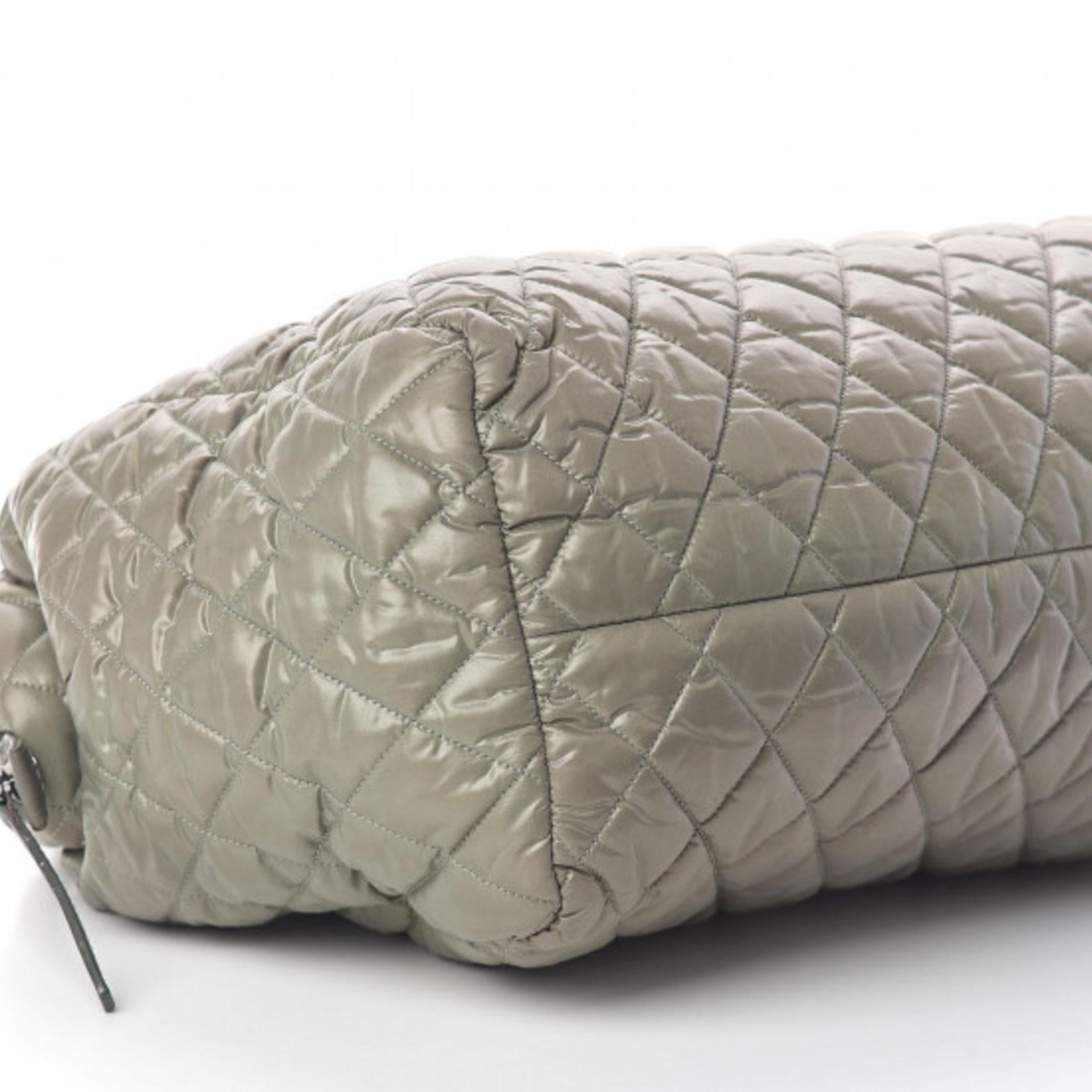 Chanel Vintage Green Nylon Quilted Coco Cocoon Bowler Carry On Travel Tote Bag 2