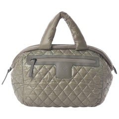 Chanel Vintage Green Nylon Quilted Coco Cocoon Bowler Tote