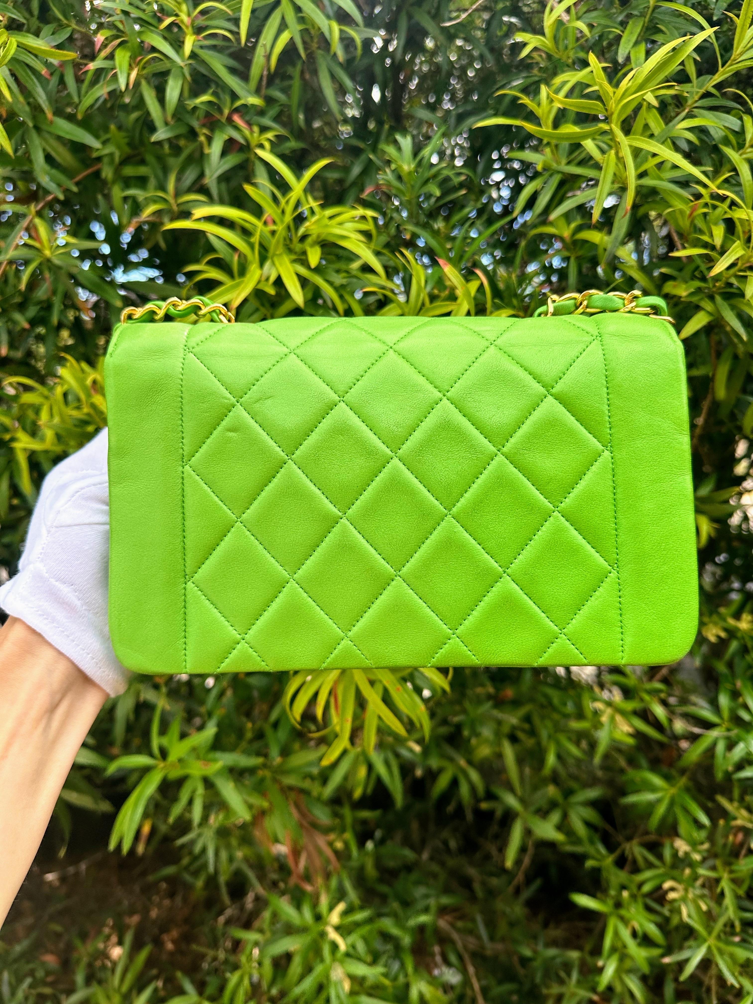 Chanel Vintage Green Small Diana Flap Bag 11